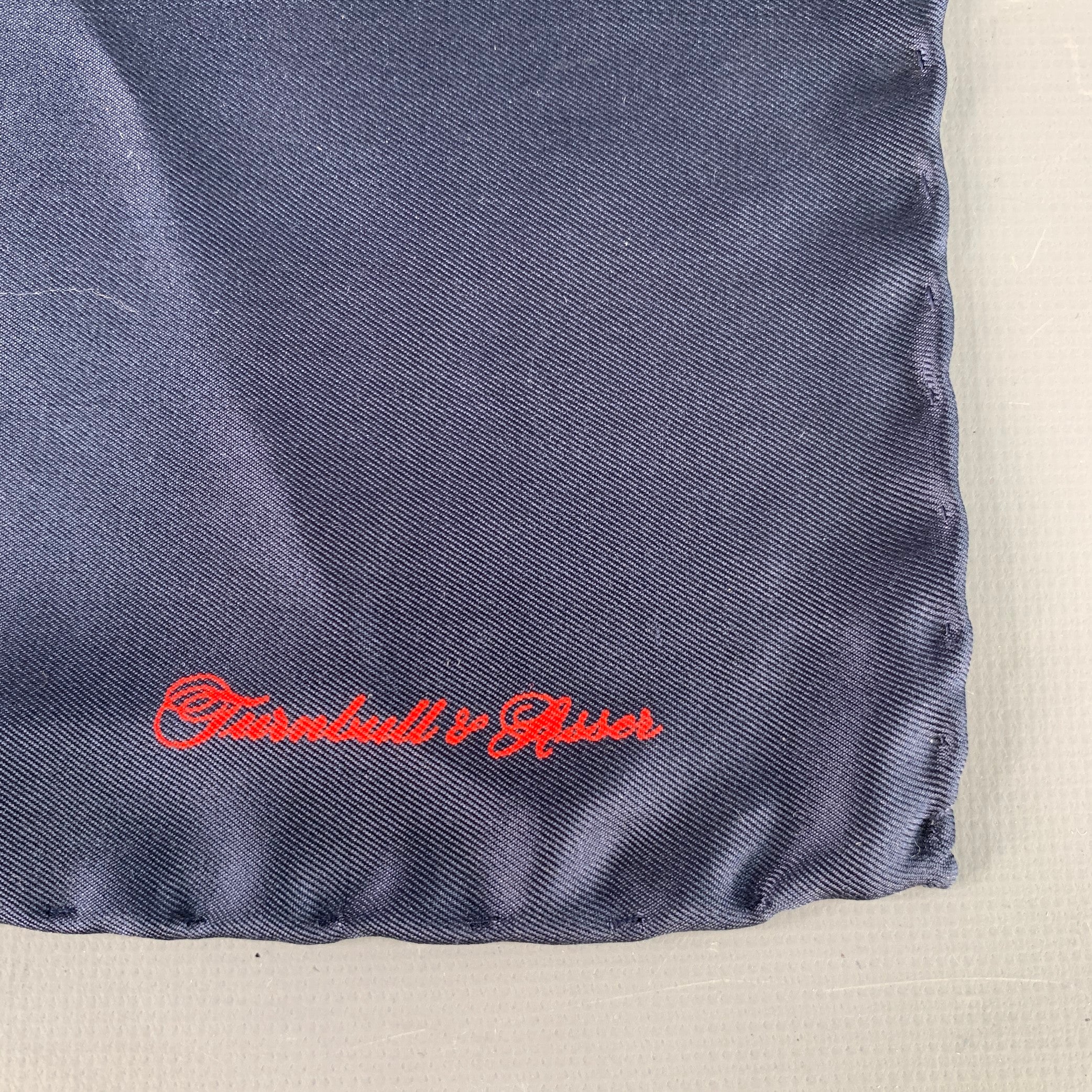 TURNBULL & ASSER Navy Red Signature Silk Pocket Square - Image 2