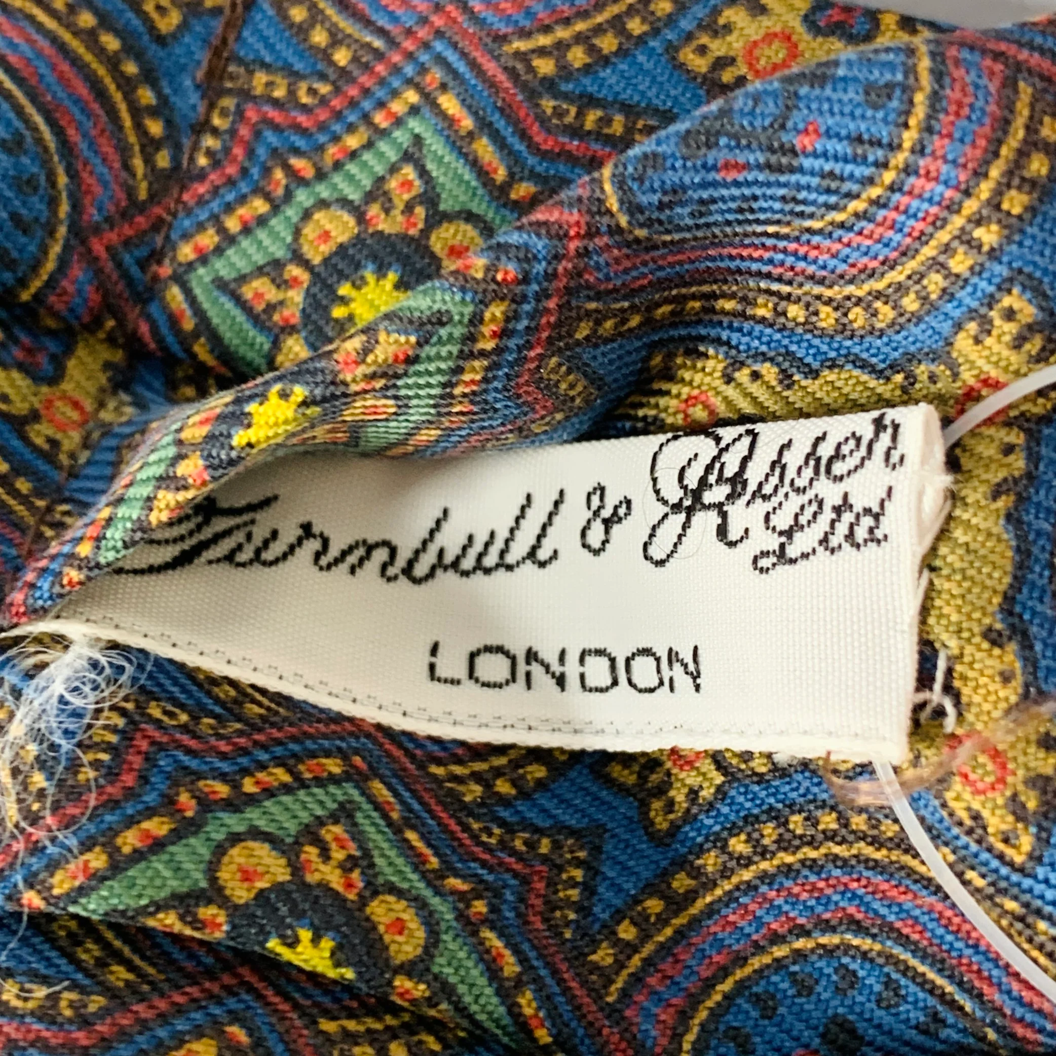 TURNBULL & ASSER Purple Blue Abstract Floral Silk Ascot - Image 4