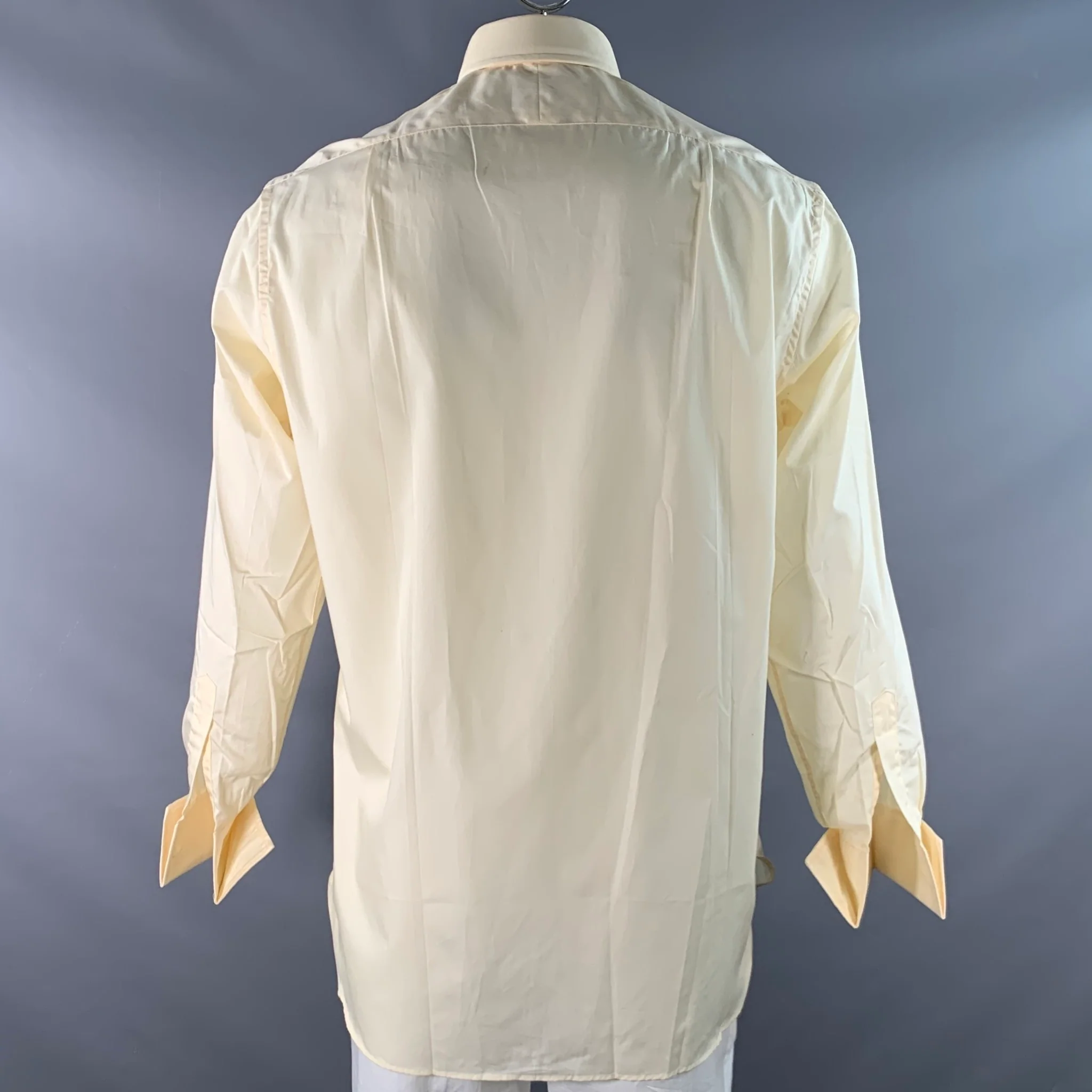 TURNBULL & ASSER Size L Beige Cotton Curved Cutaway Long Sleeve Shirt - Image 3