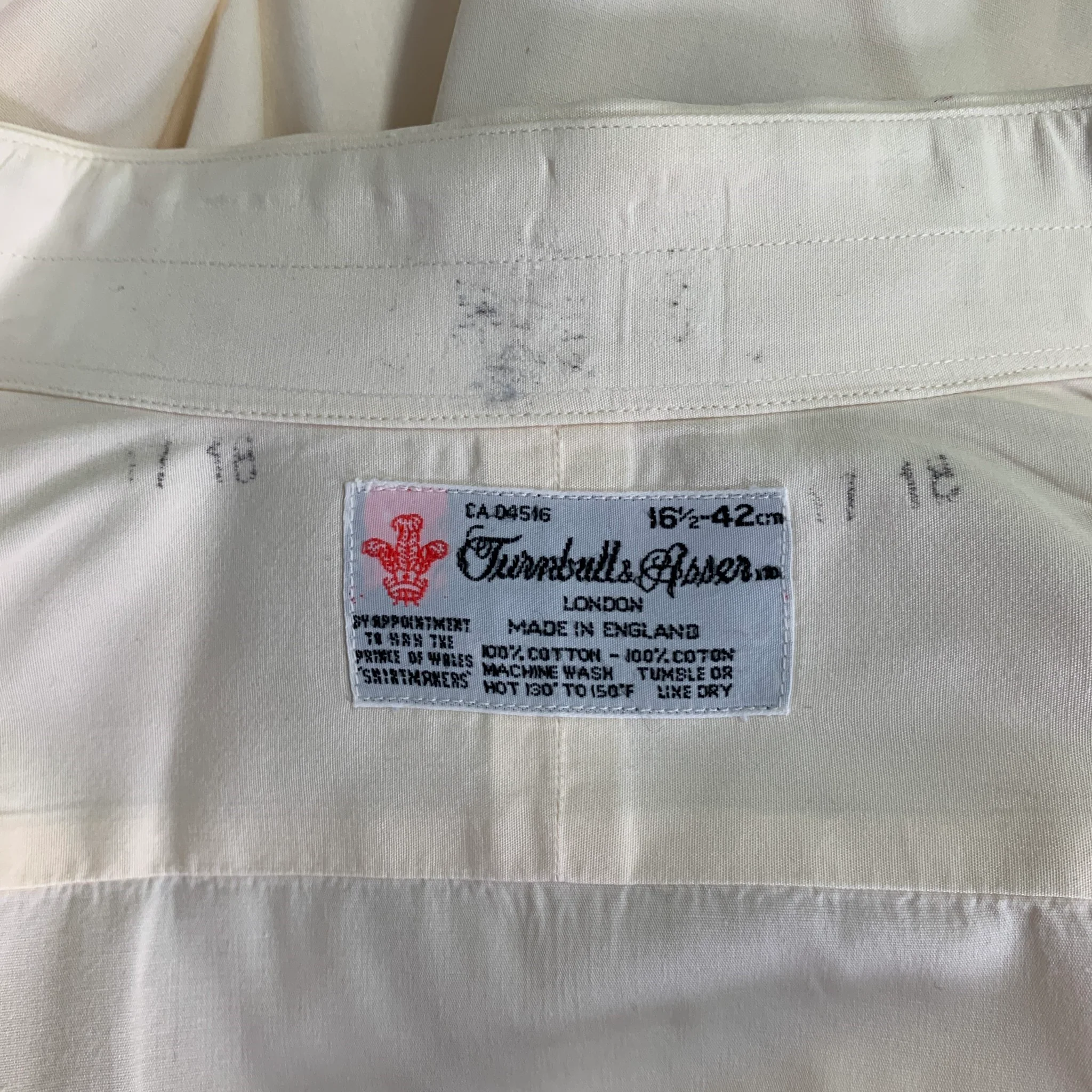 TURNBULL & ASSER Size L Beige Cotton French Cuff Long Sleeve Shirt - Image 4