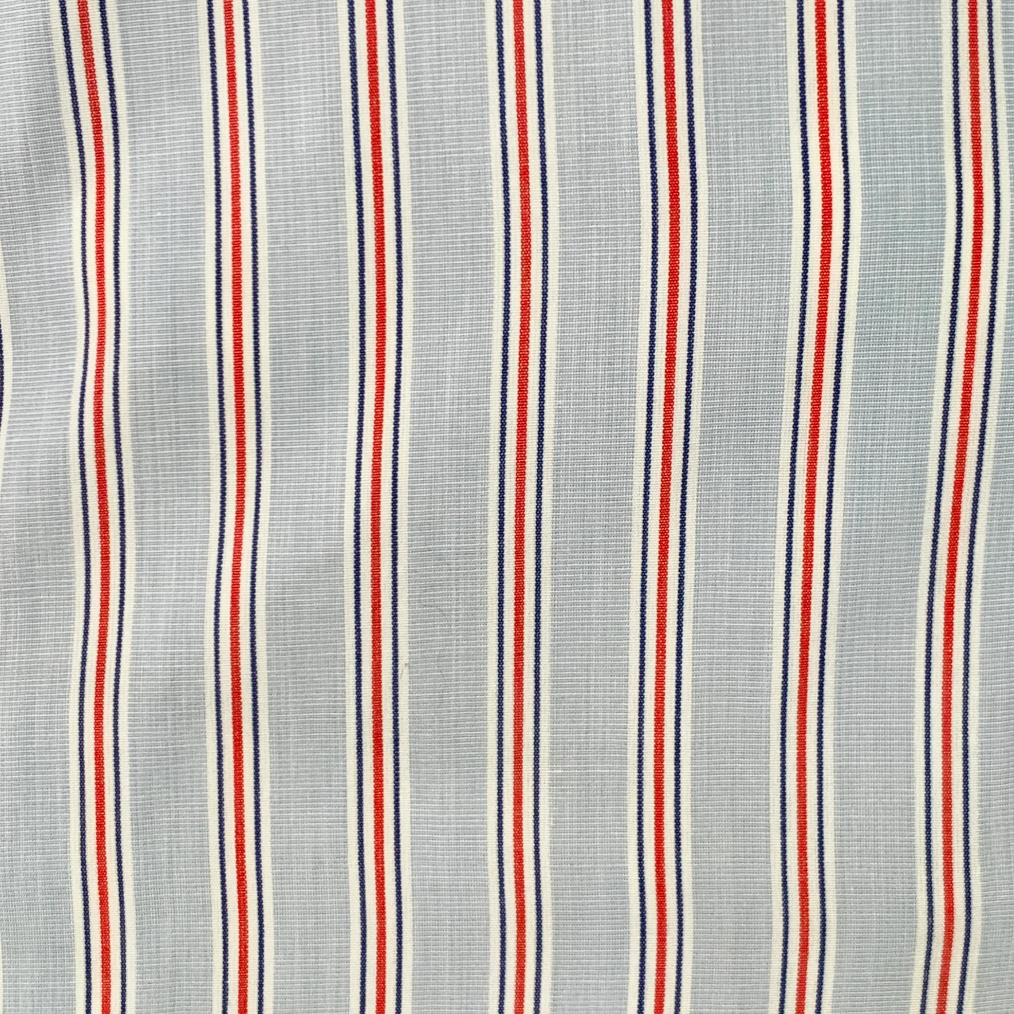 TURNBULL & ASSER Size L Blue Navy Red Stripe Cotton Long Sleeve Shirt - Image 2
