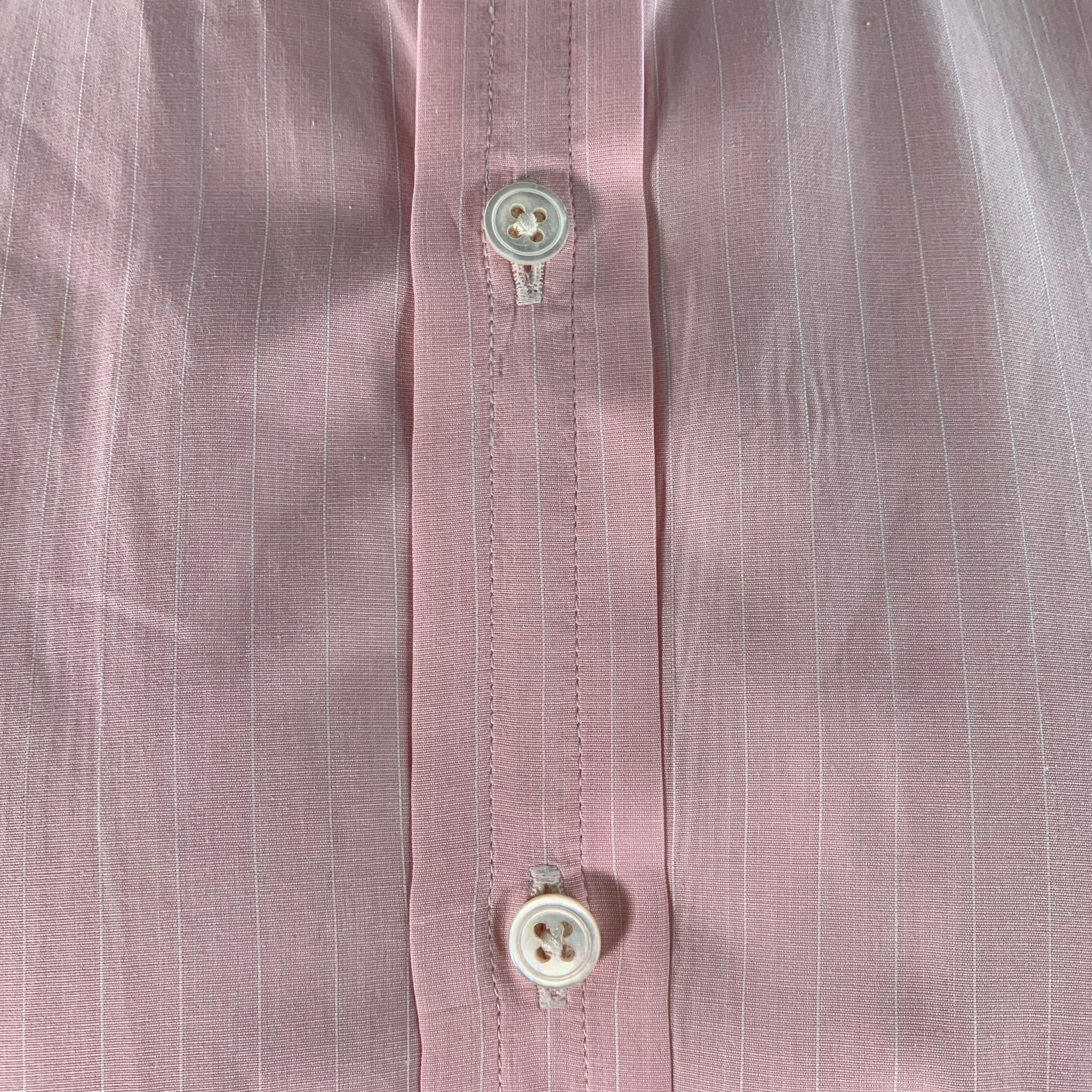 TURNBULL & ASSER Size L Pink White Pinstripe Cotton Long Sleeve Shirt - Image 2