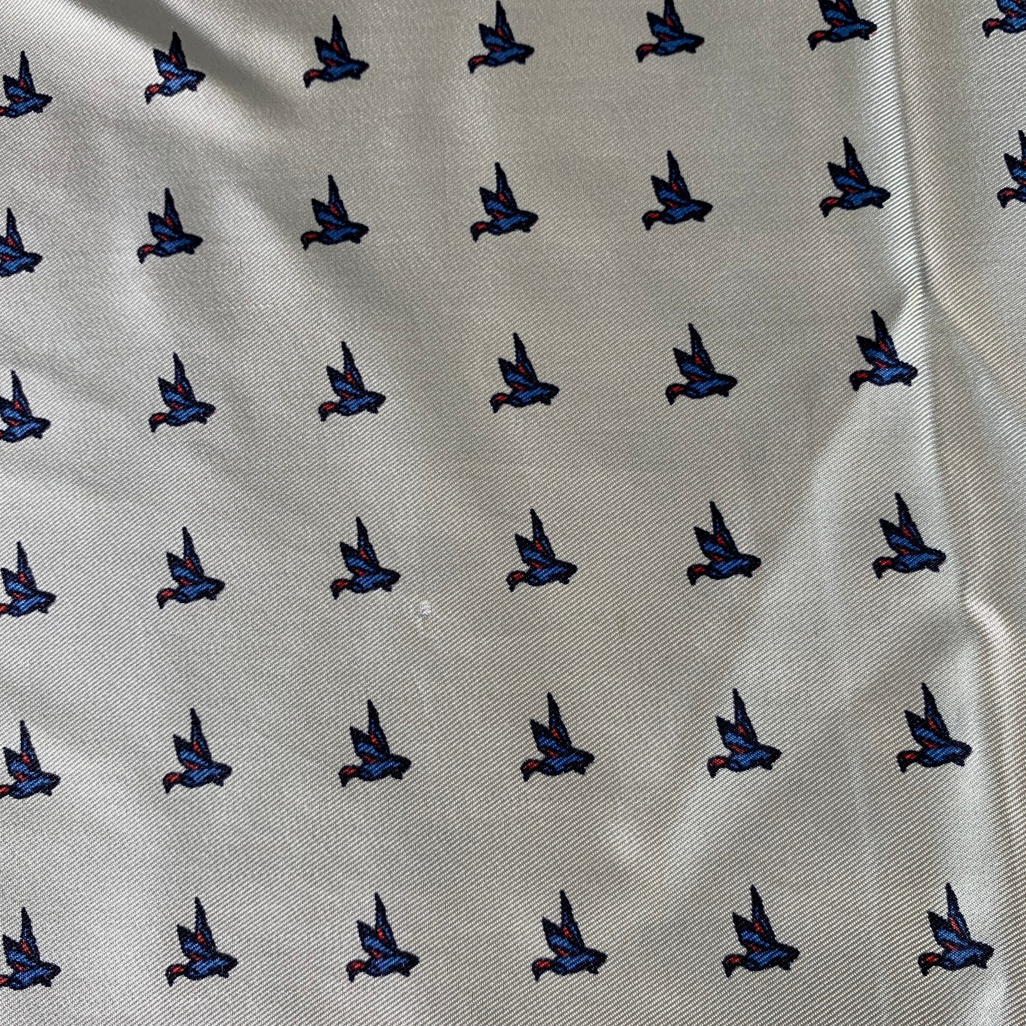 TURNBULL & ASSER Yellow Blue Birds Silk Pocket Square - Image 7