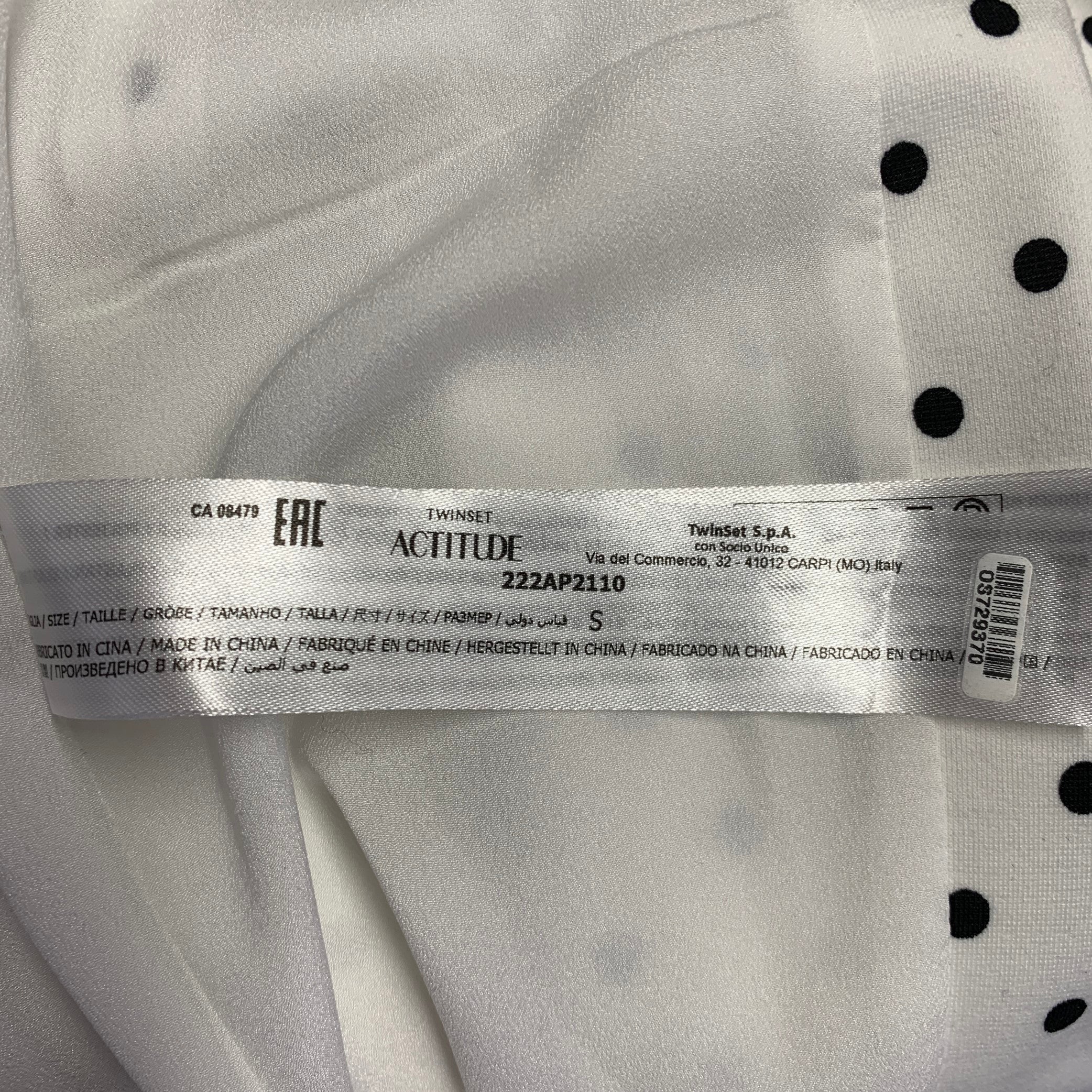 TWINSET ATITUDE Size S White Black Polyester Blend Blazer - Image 7