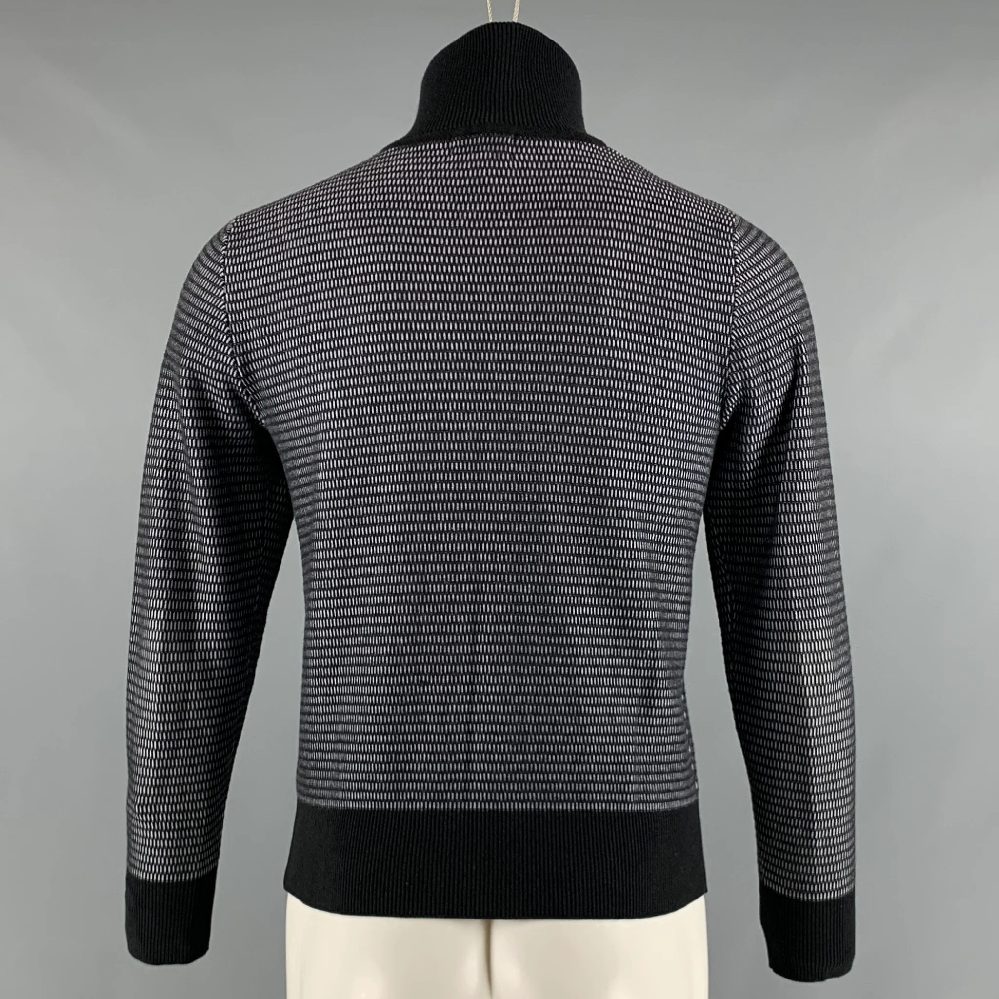 TYLHO Size S Black White Stripe Cotton Cashmere Zip Up Cardigan - Image 4