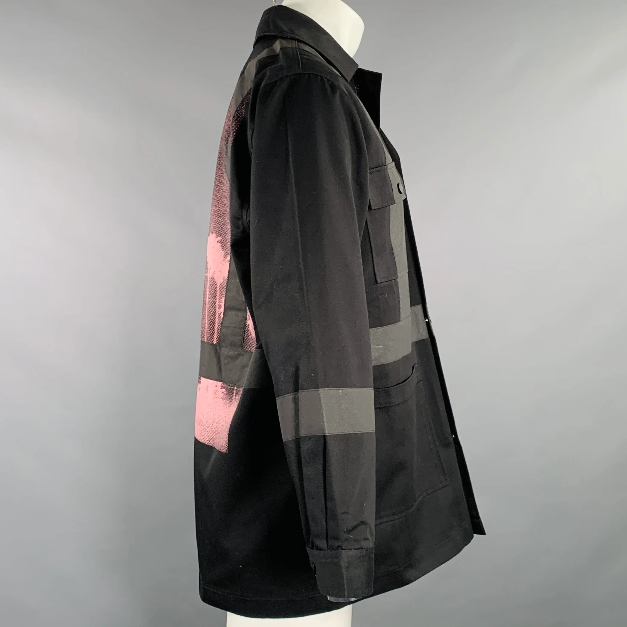 U.P.W.W. Size S Black Pink Photo Polyester Cotton Jacket - Image 3
