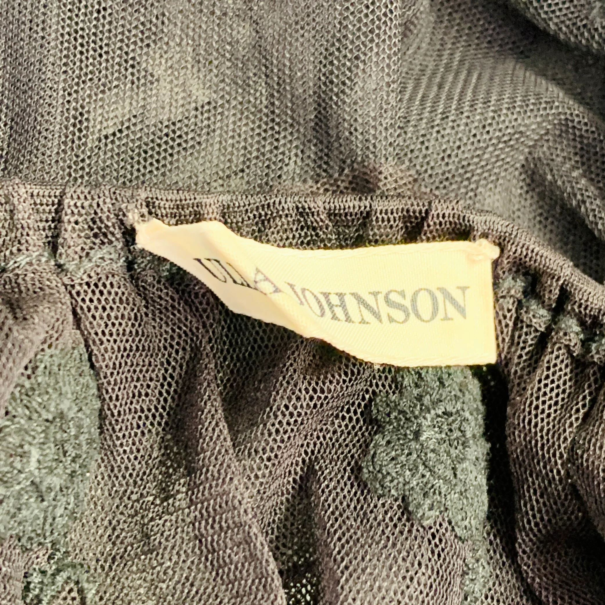 ULLA JOHNSON Size 0 Brown Black Nylon Mesh Lace Ruffle Dress Top - Image 6