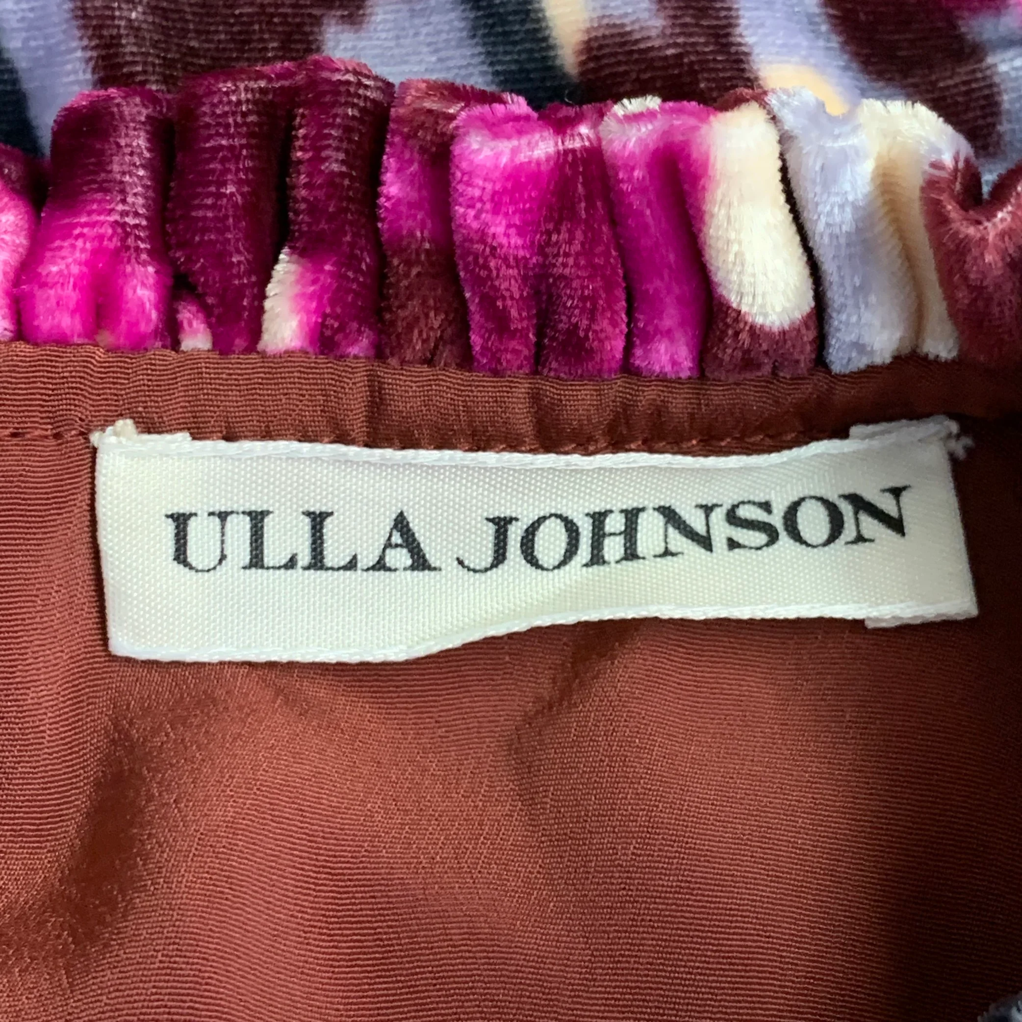 ULLA JOHNSON Size 2 Multi Color Velour Abstract Floral Beaded Blouse - Image 7