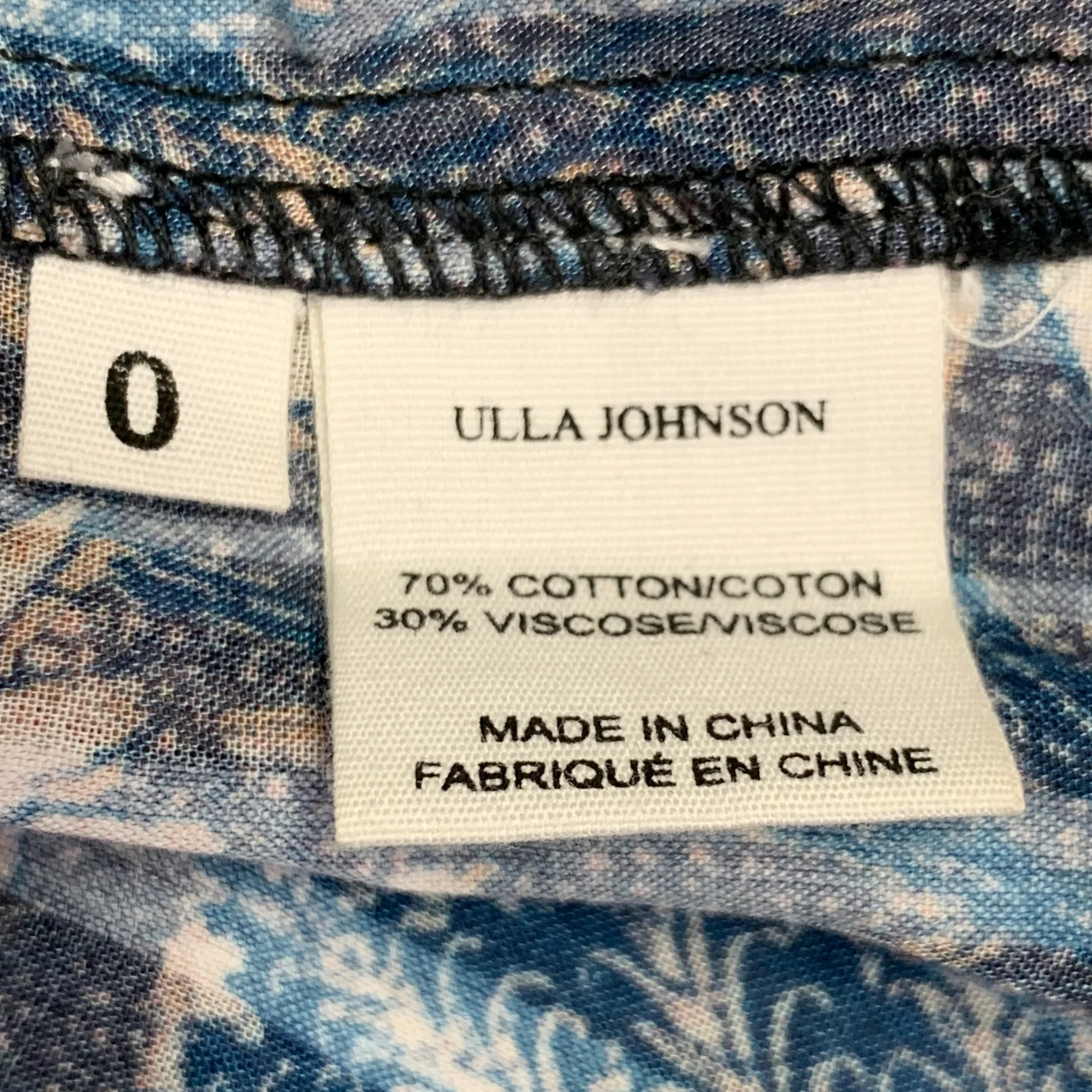 ULLA JOHNSON Size XS Manet Navy Brown Cotton Blend Floral V-Neck Blouse - Image 5