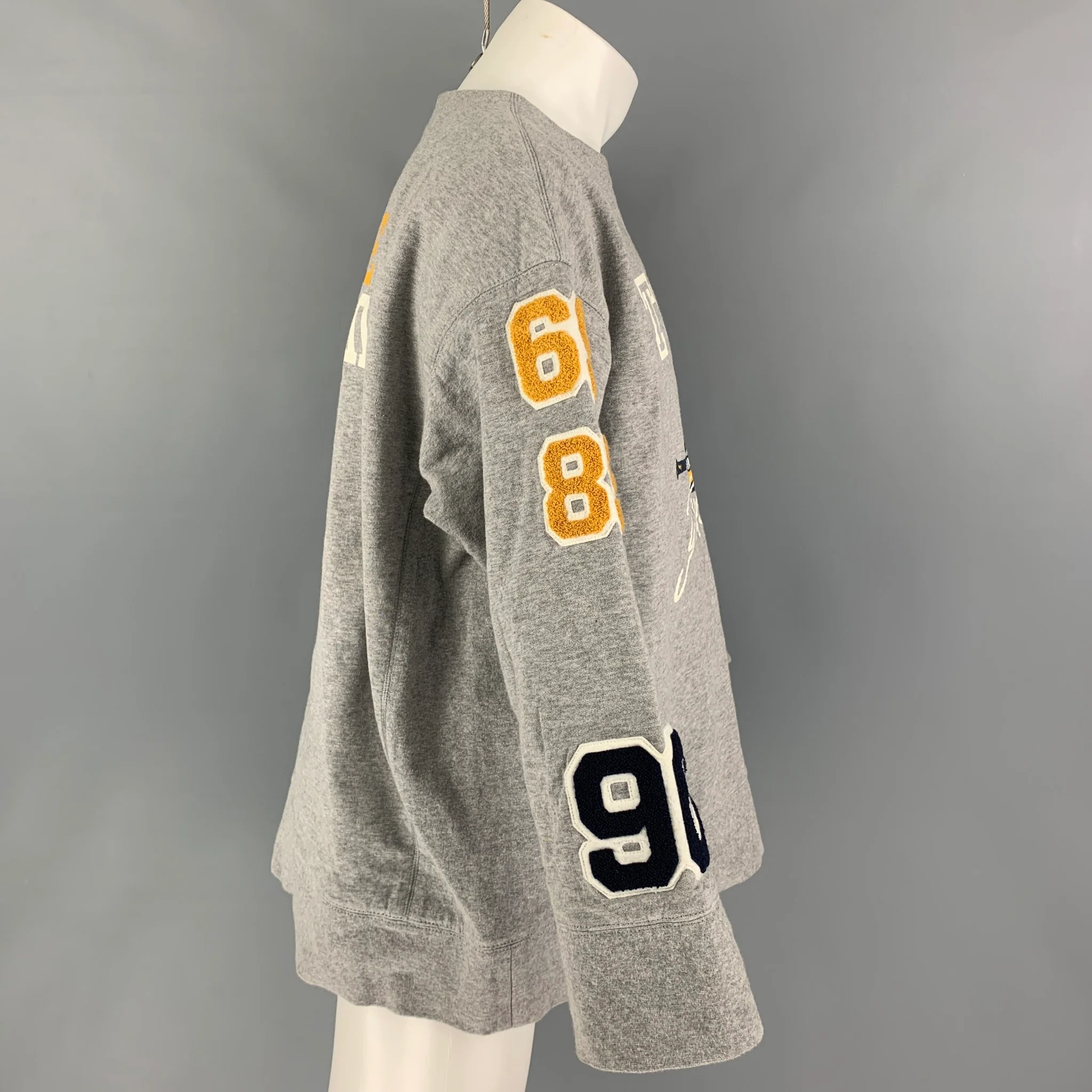 UNDERCOVER Size S Grey Yellow Applique Cotton Oversized Sweatshirt - Image 3