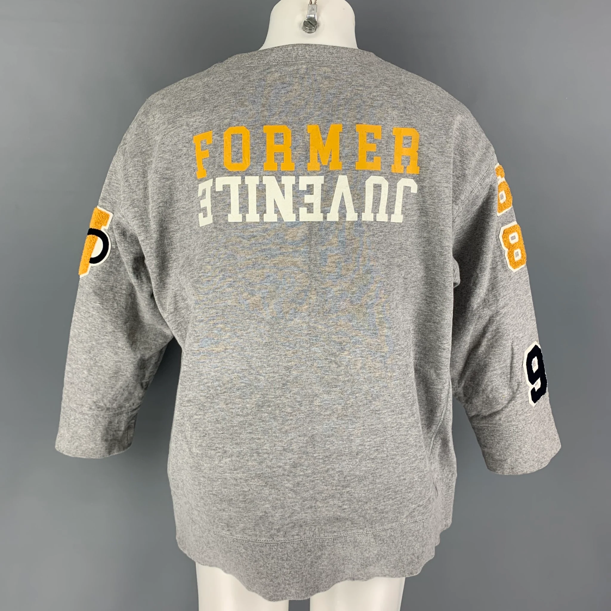 UNDERCOVER Size S Grey Yellow Applique Cotton Oversized Sweatshirt - Image 4