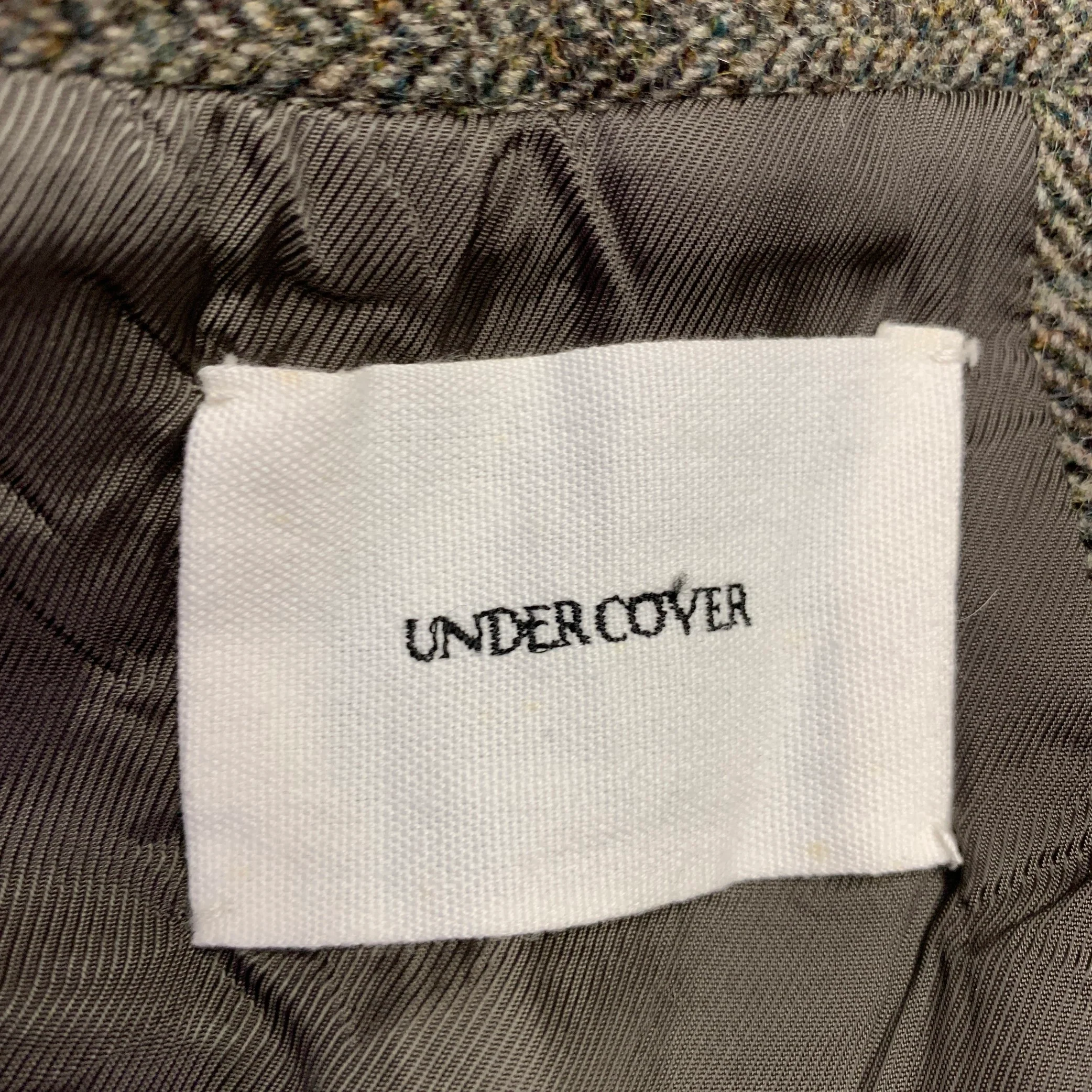 UNDERCOVER Size XL Brown Olive Herringbone Wool Coat - Image 5