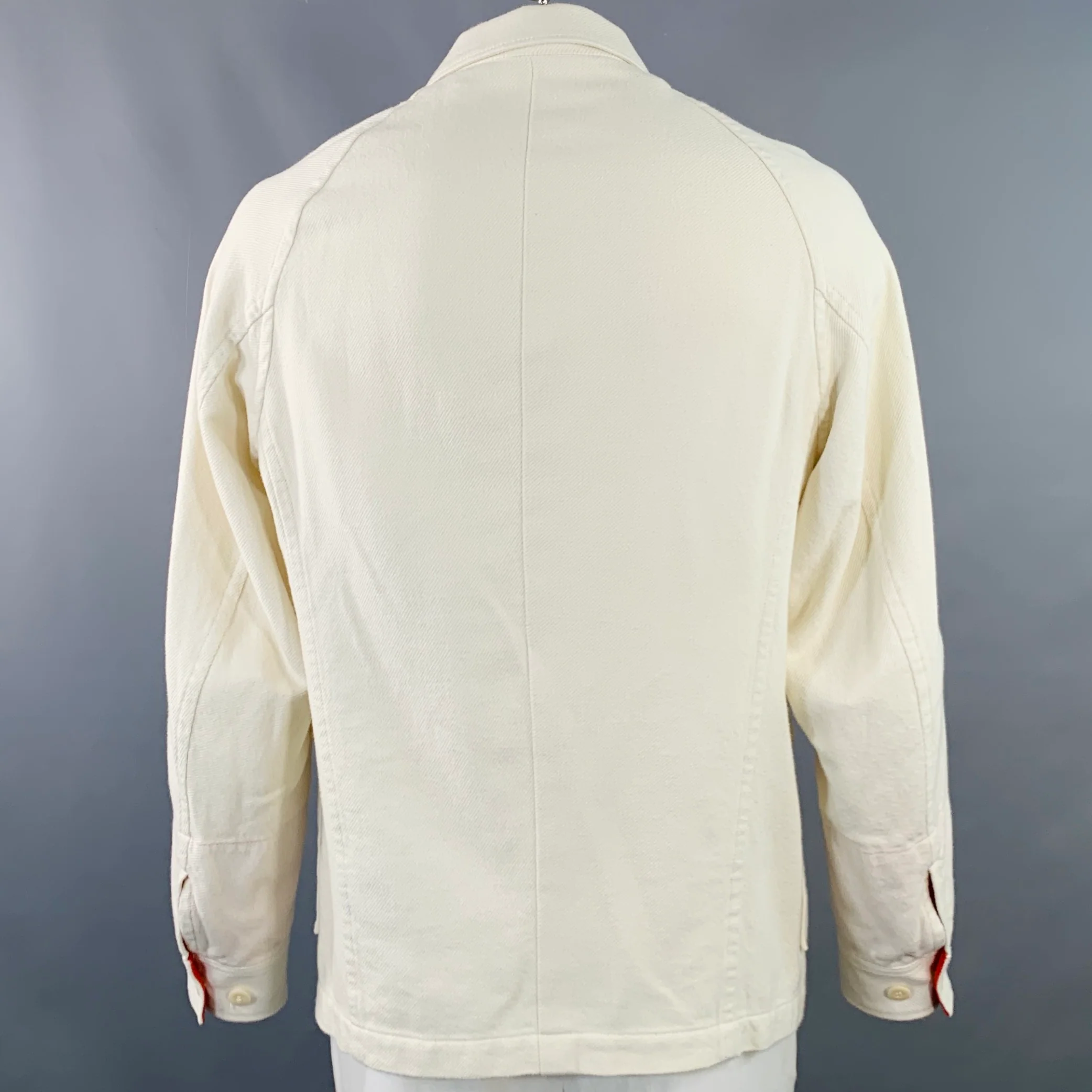UNDERCOVER Size XL White Red Twill Cotton Contrast Trim Chore Jacket - Image 5