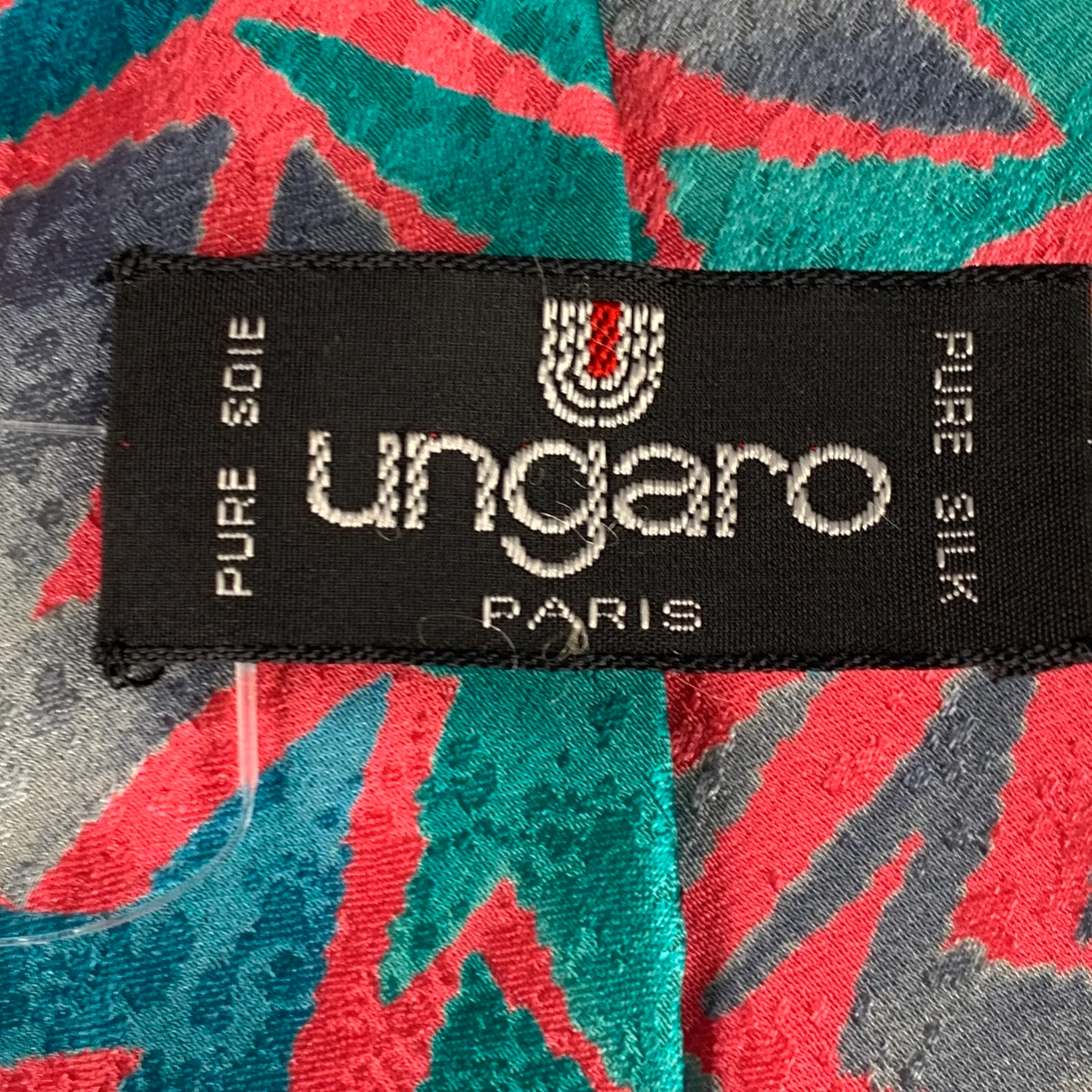 UNGARO Pink Cobalt Abstract Silk Tie - Image 3