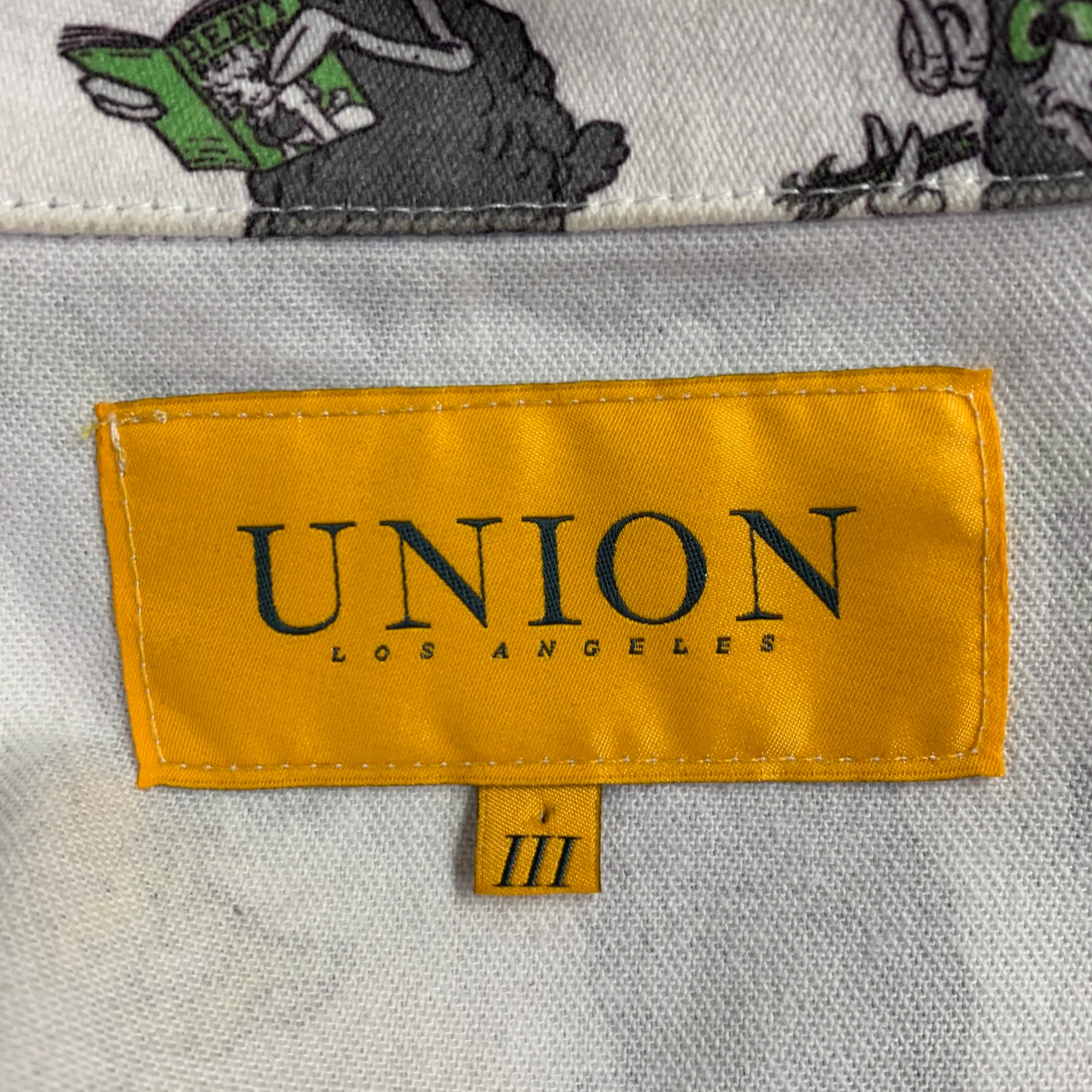 UNION Size L White Green Grey Print Cotton Shirt Jacket - Image 9