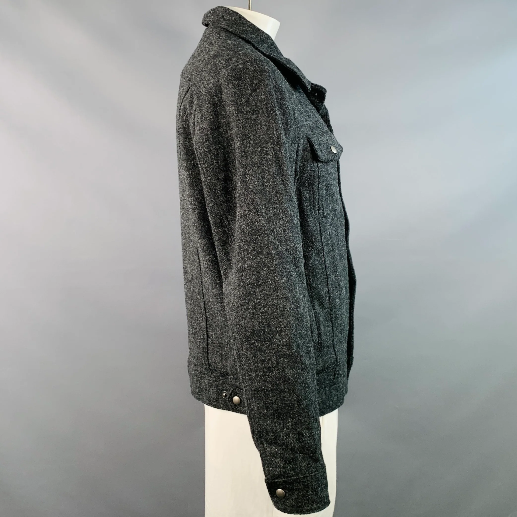 UNIONMADE Size XL Charcoal Wool Classic Snaps Jacket - Image 2