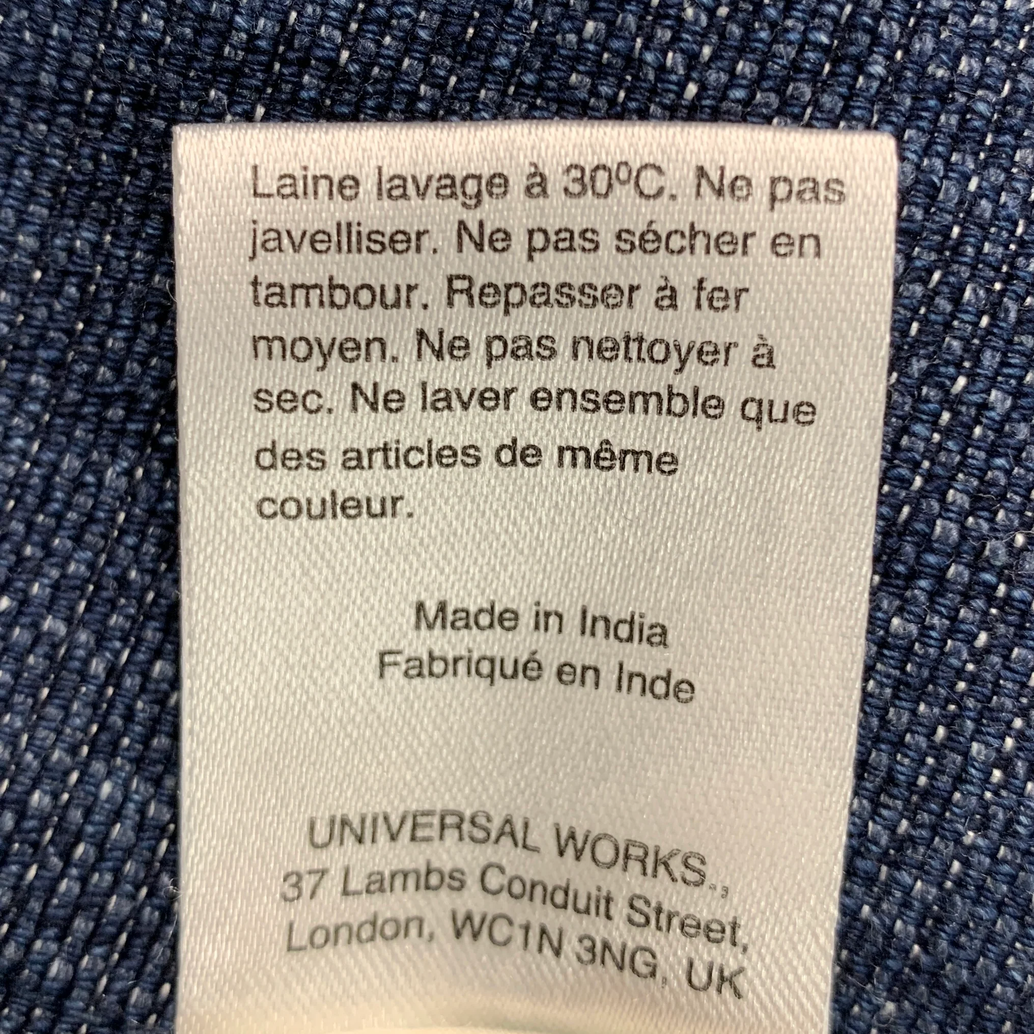 UNIVERSAL WORKS Size L Indigo Cotton Linen Collarless Jacket - Image 6