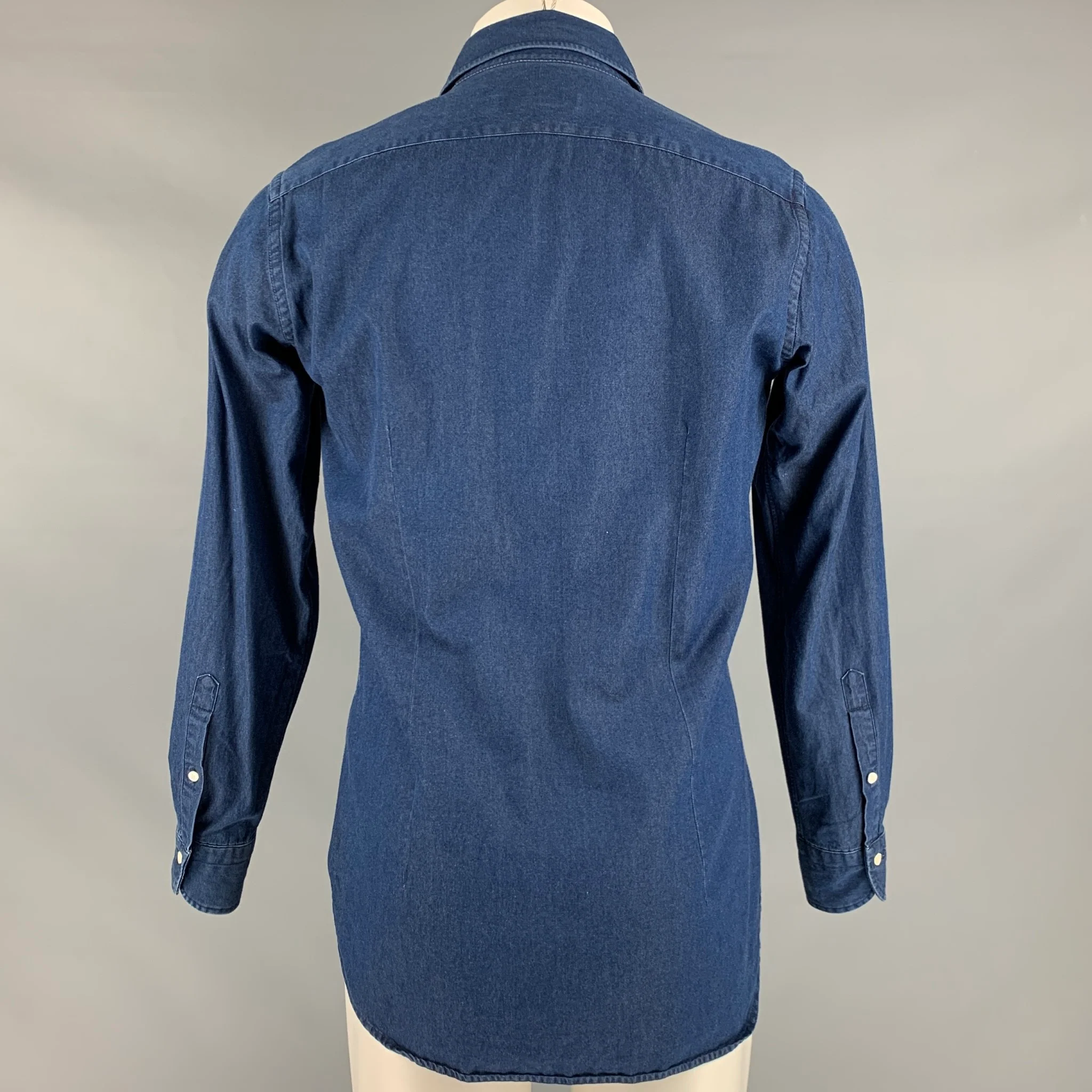 URBAN RESEARCH DOORS Size 40 Blue Cotton Long Sleeve Shirt - Image 3