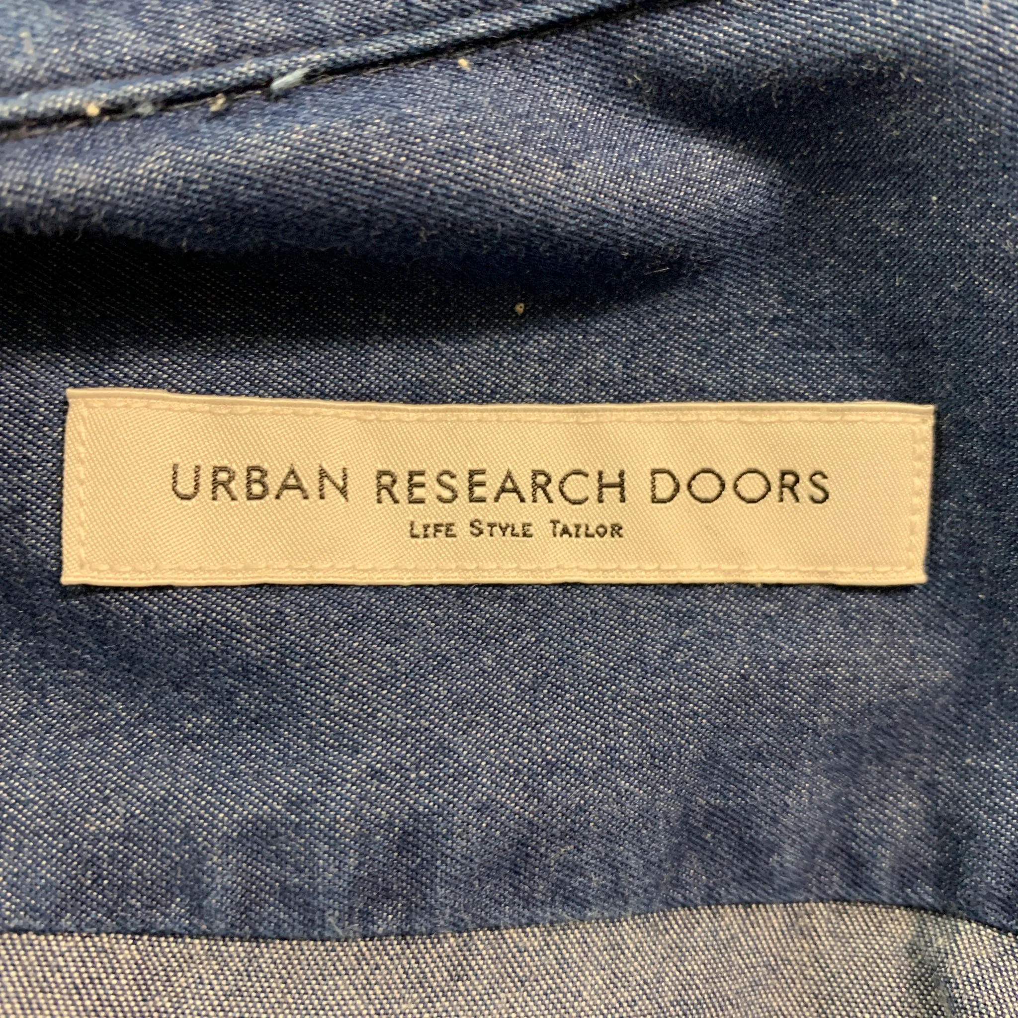 URBAN RESEARCH DOORS Size 40 Blue Cotton Long Sleeve Shirt - Image 4