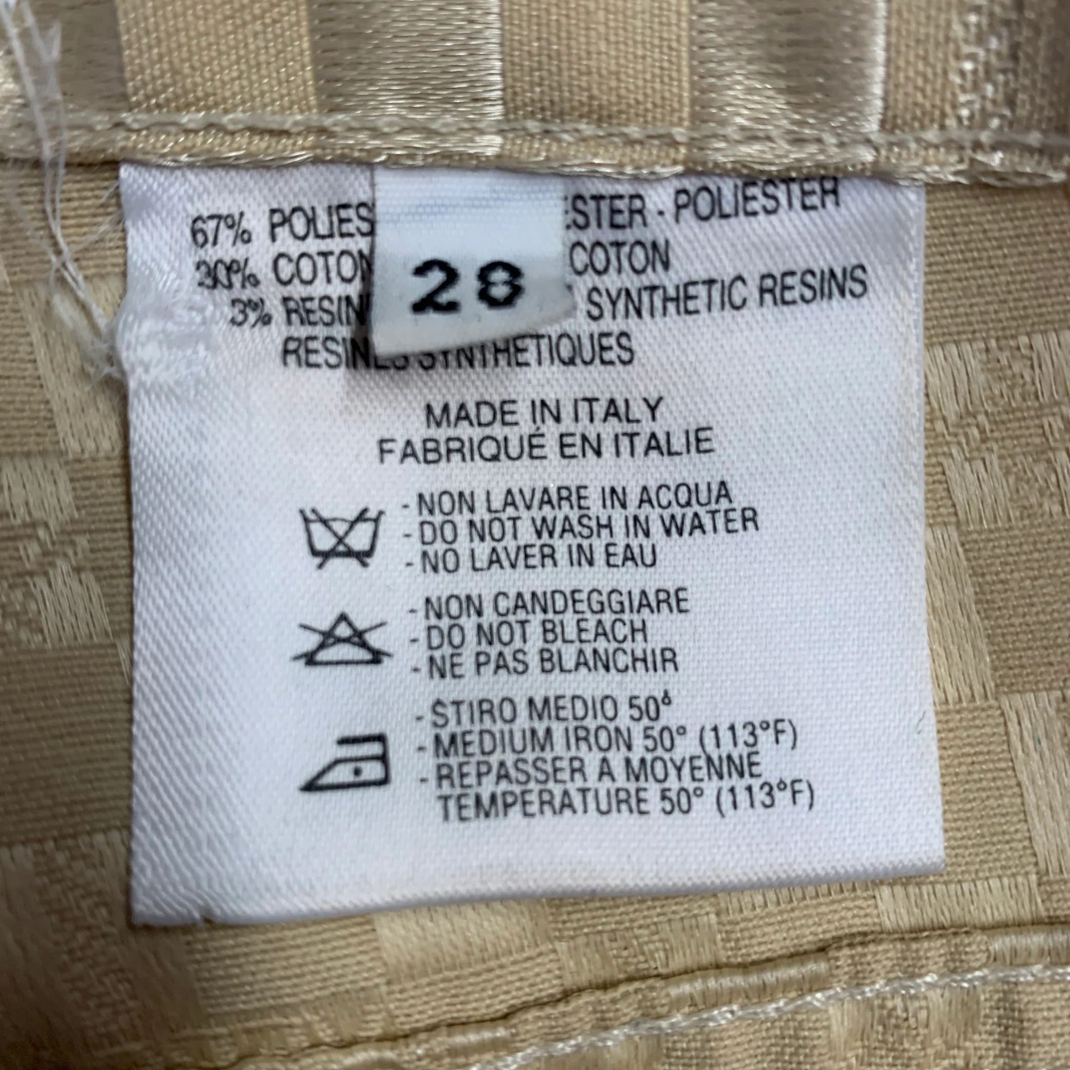 V2 by VERSACE Size 28 Beige Polyester Blend Checkered Jean Cut Casual Pants - Image 5
