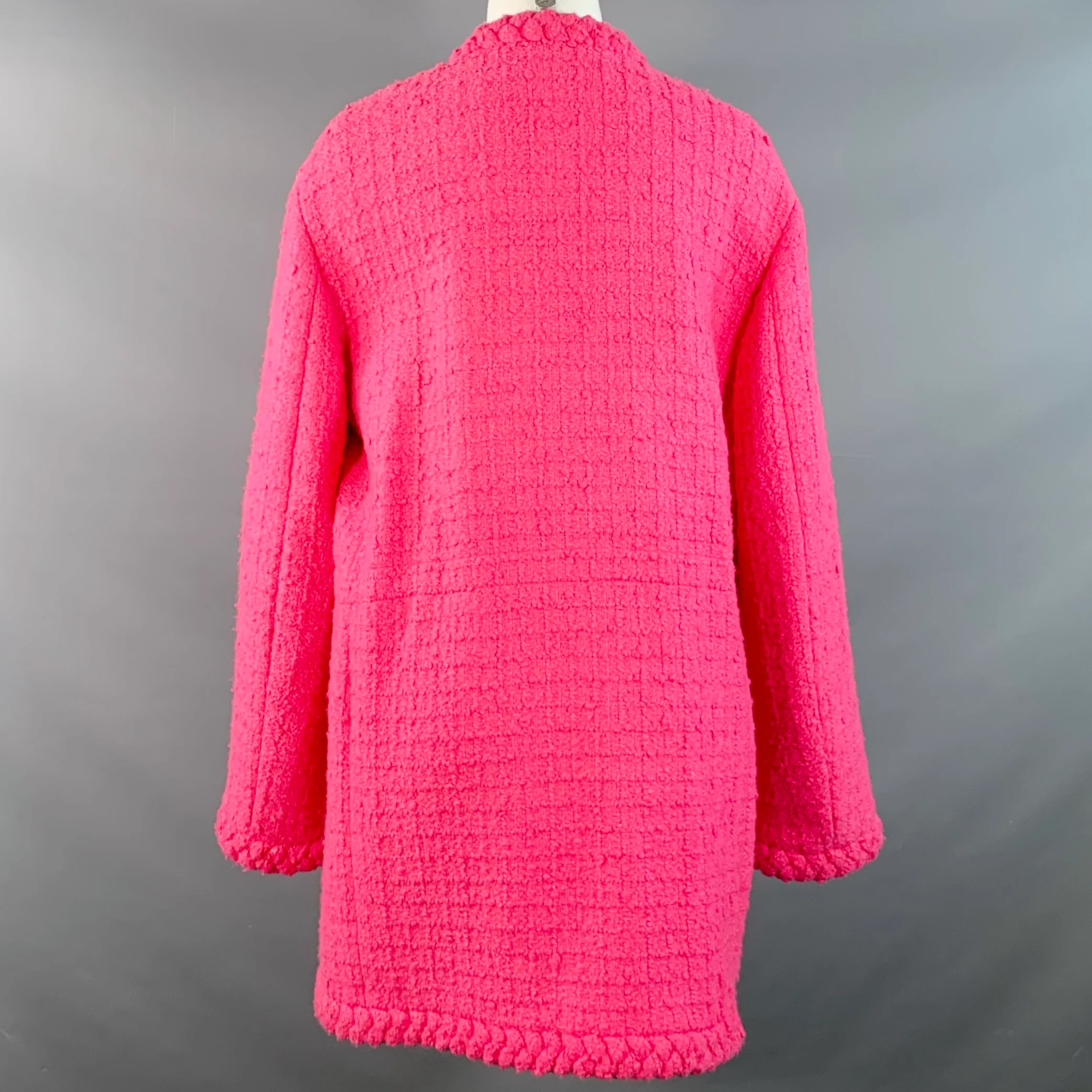 VALENTINO 2021 Size S Pink Wool Silk Tweed Oversized Jacket - Image 7