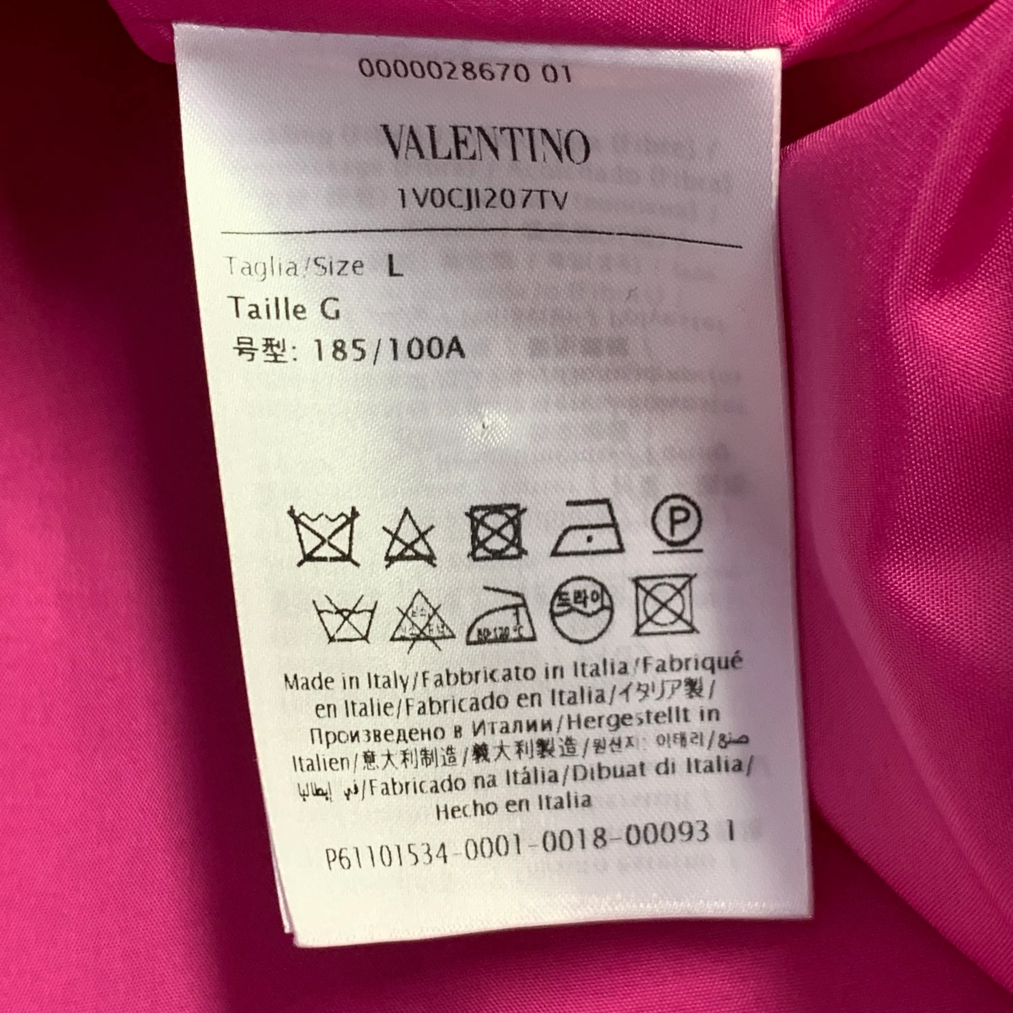 VALENTINO 2022 Size L Fuchsia Pink Polyamide Oversized One Pocket Short Sleeve Pullover - Image 6