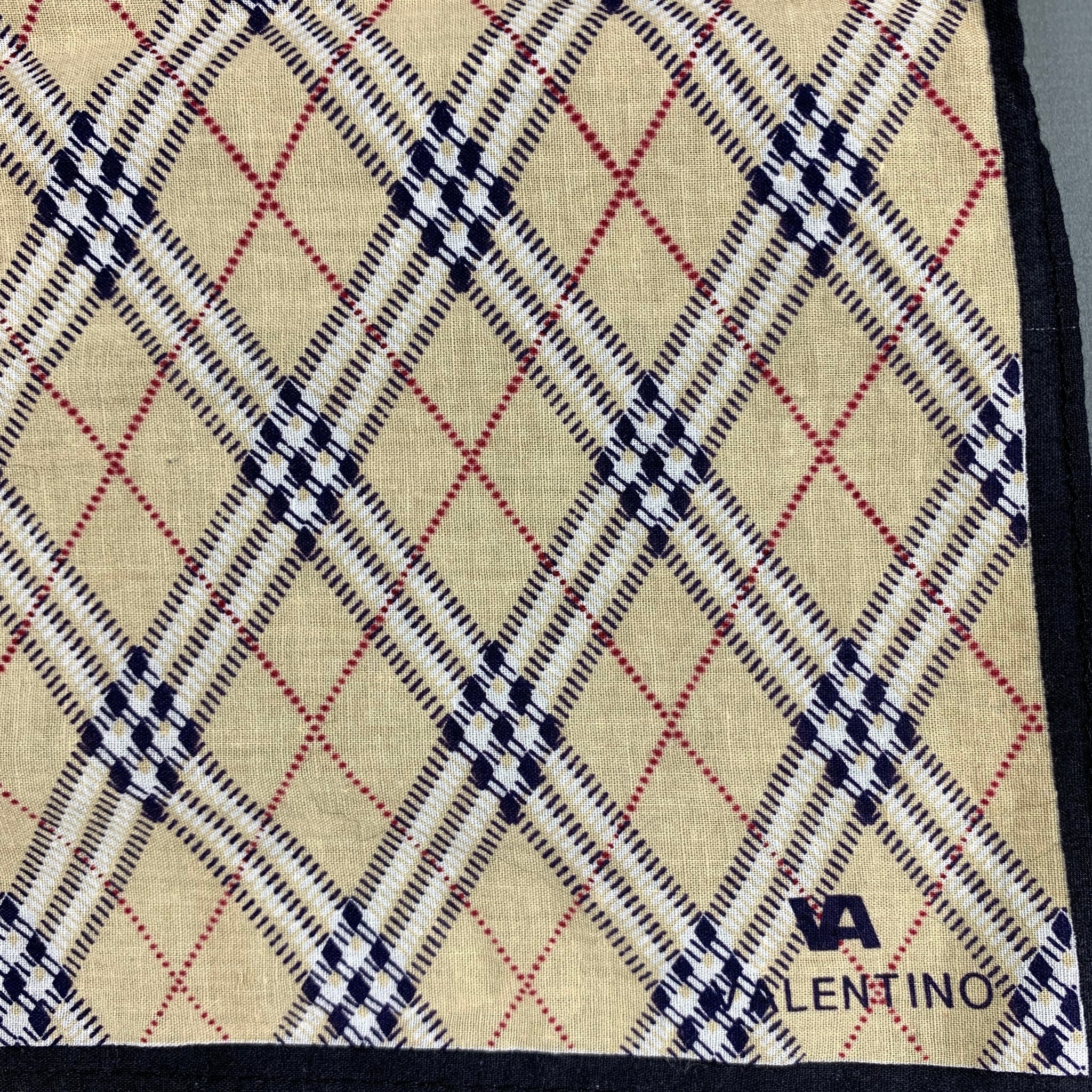 VALENTINO Beige Plaid Cotton Pocket Square - Image 3
