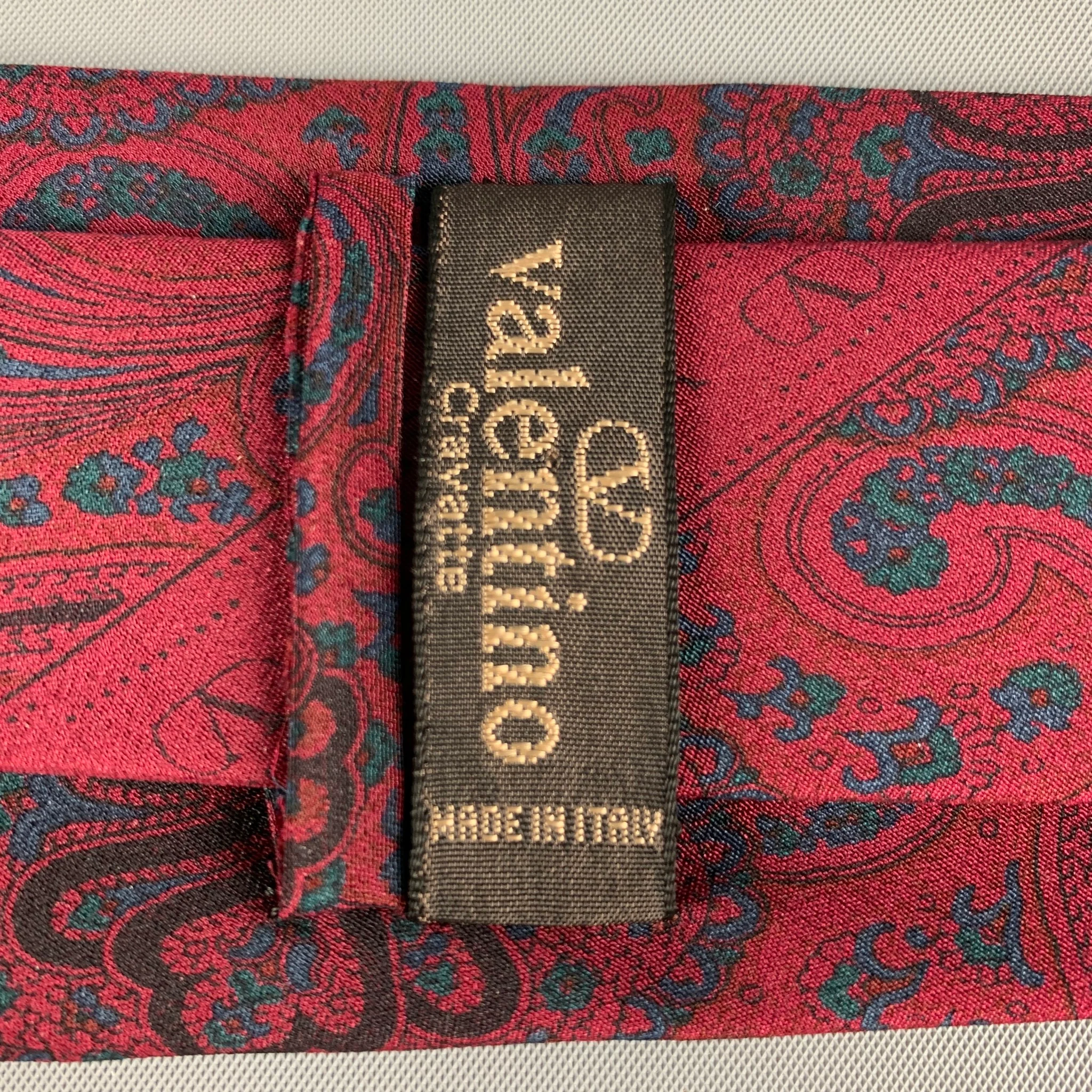 VALENTINO Burgundy Green Paisley Silk Tie - Image 5
