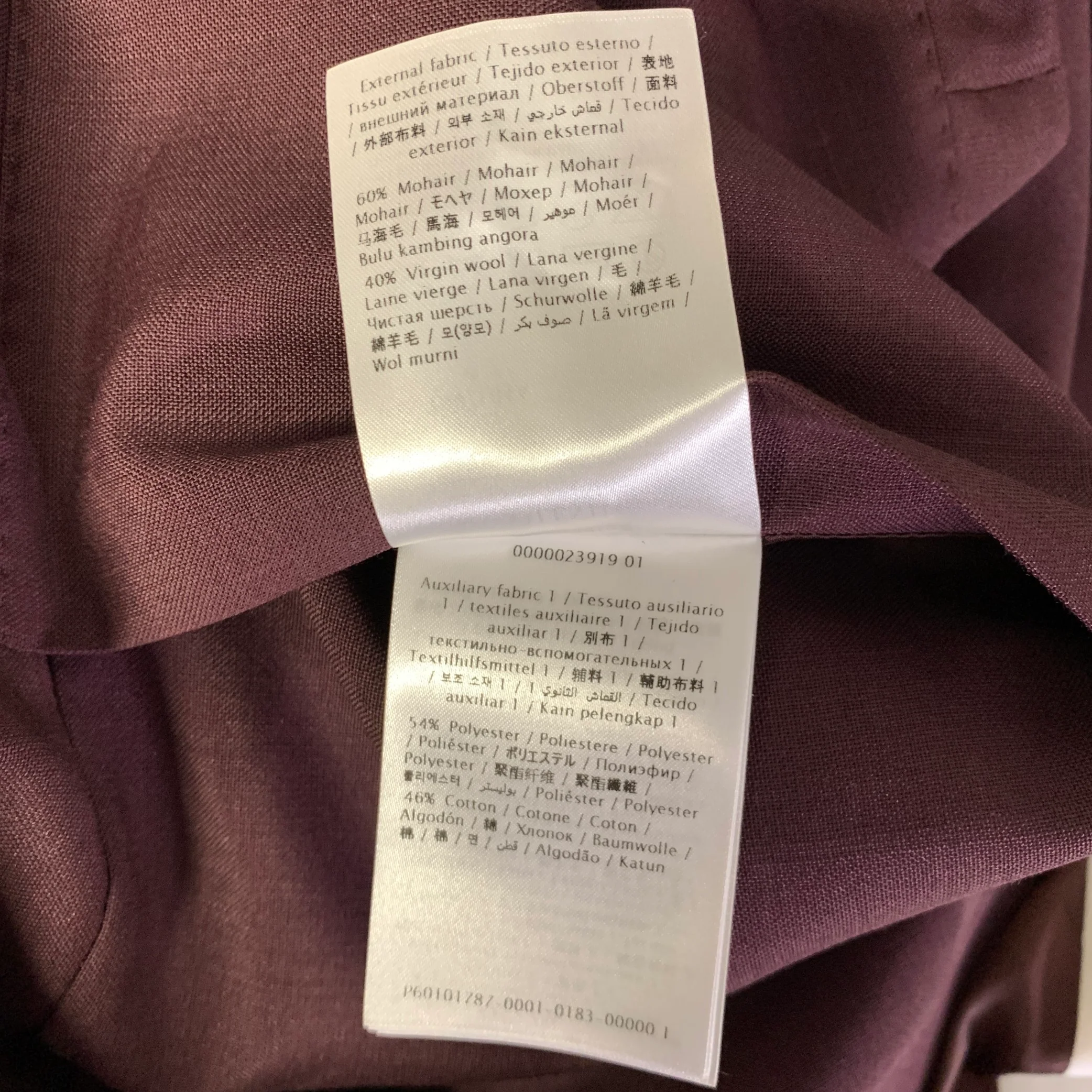 VALENTINO Chest Size 42 Burgundy Solid Mohair Blend Double Breasted 34 32 Suit - Image 11