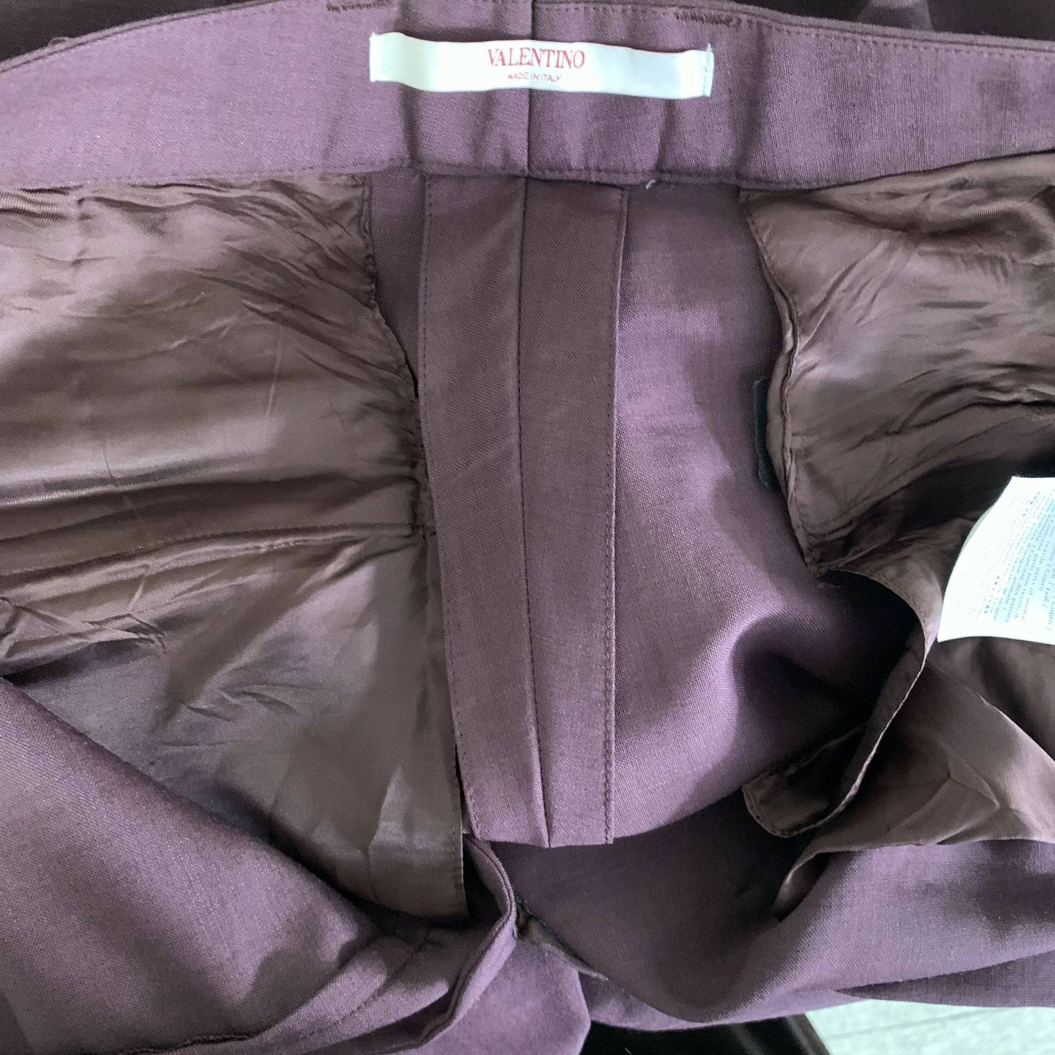 VALENTINO Chest Size 42 Burgundy Solid Mohair Blend Double Breasted 34 32 Suit - Image 18