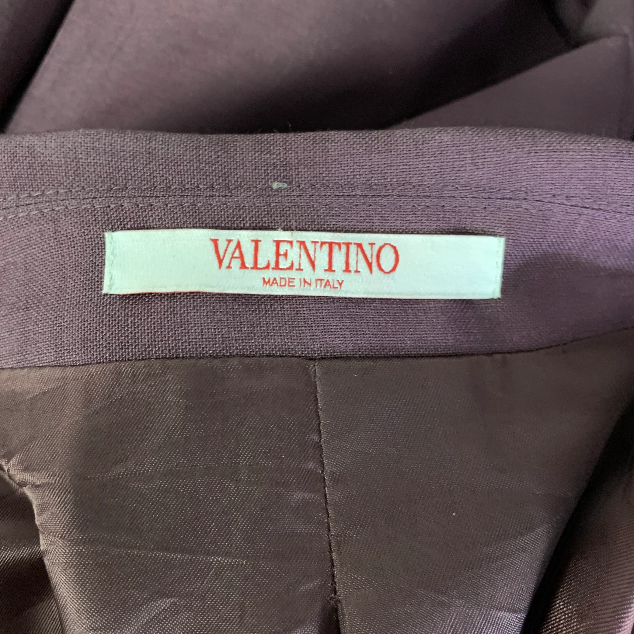 VALENTINO Chest Size 42 Burgundy Solid Mohair Blend Double Breasted 34 32 Suit - Image 8