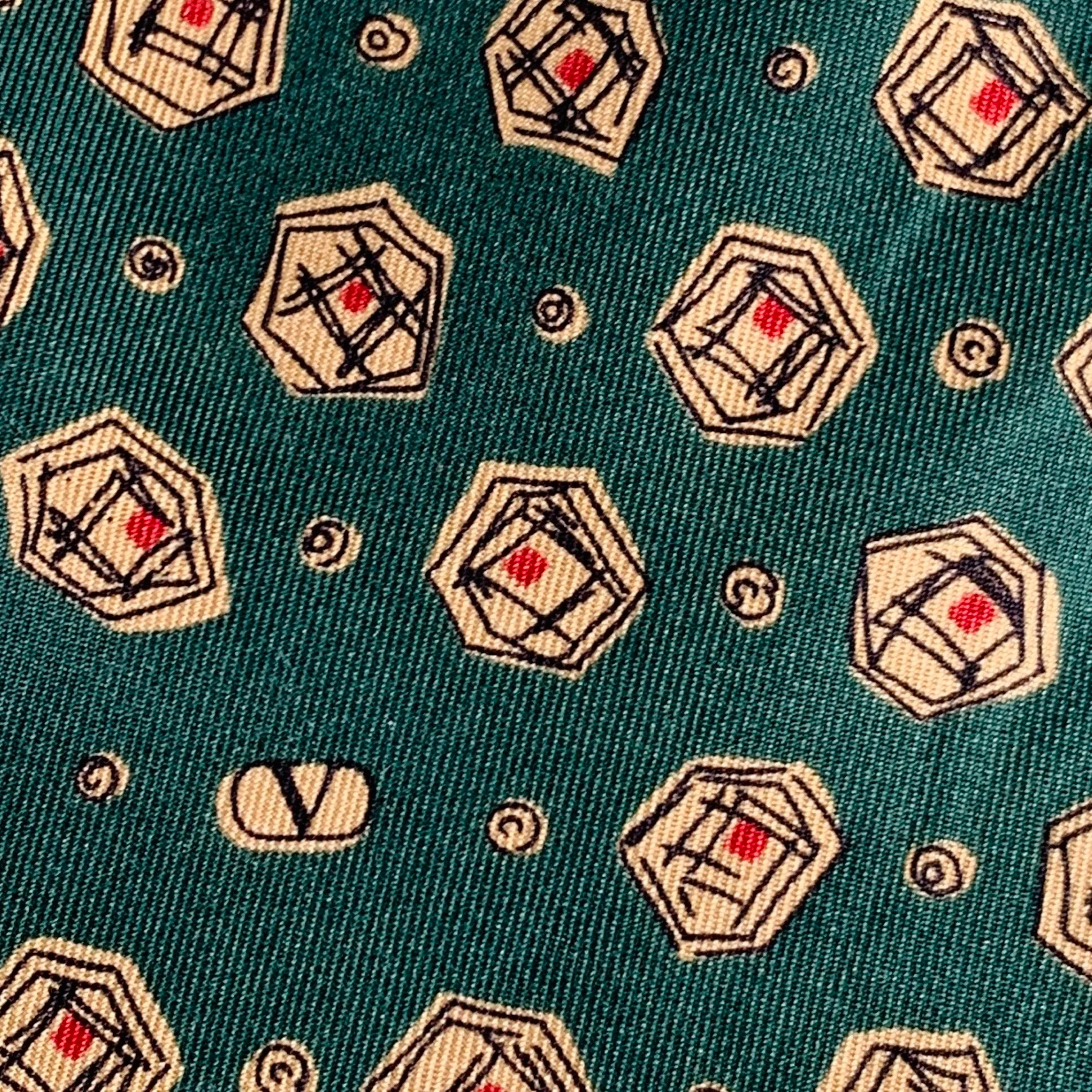 VALENTINO Green Beige Dots Silk Tie - Image 2