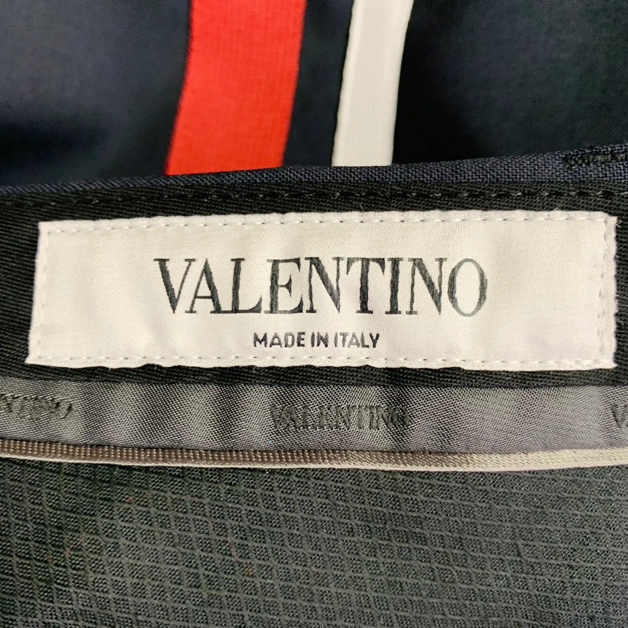 VALENTINO 2019 Size 30 Navy Burgundy White Wool Mohair Tapered Zip Fly Dress Pants - Image 4