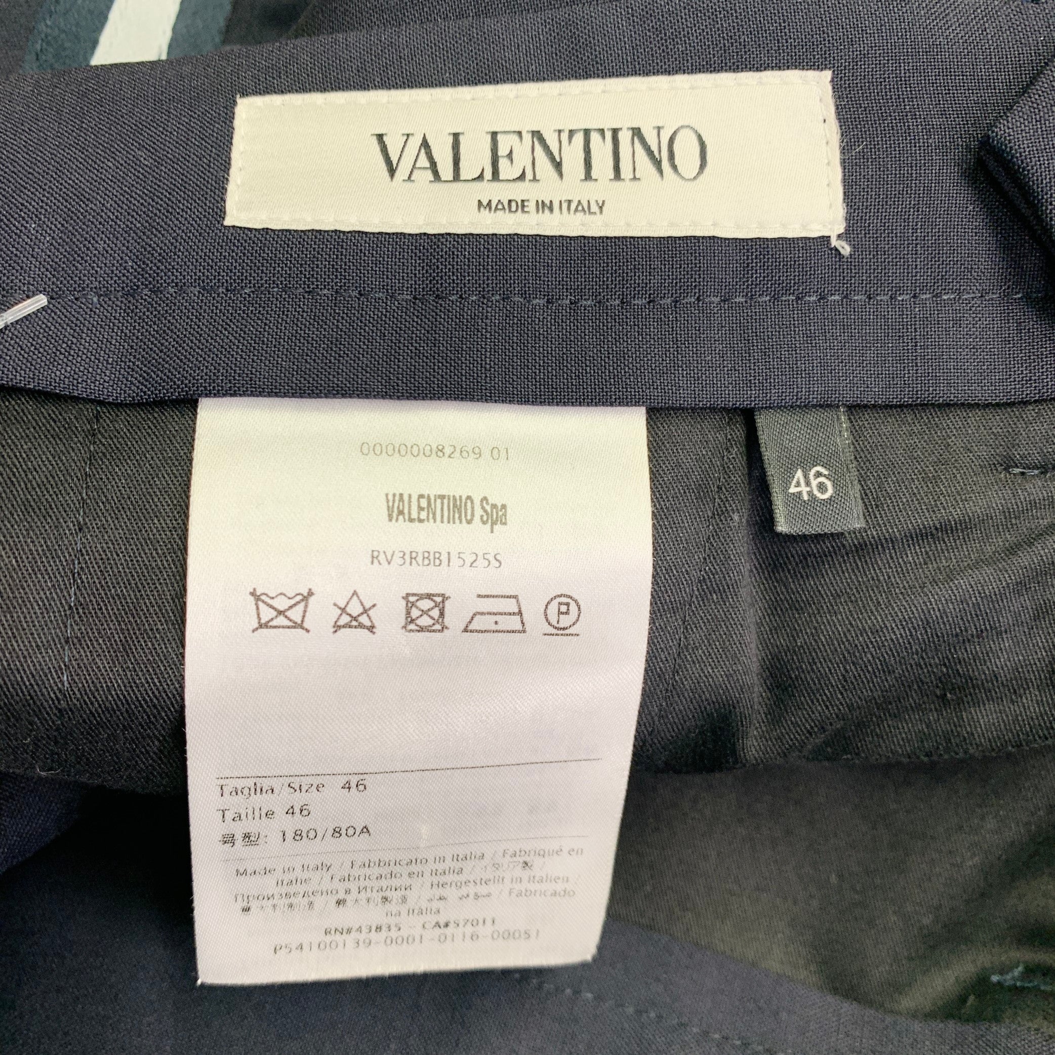 VALENTINO Size 30 Navy White Wool Mohair Tuxedo Stripes Zip Fly Dress Pants - Image 4