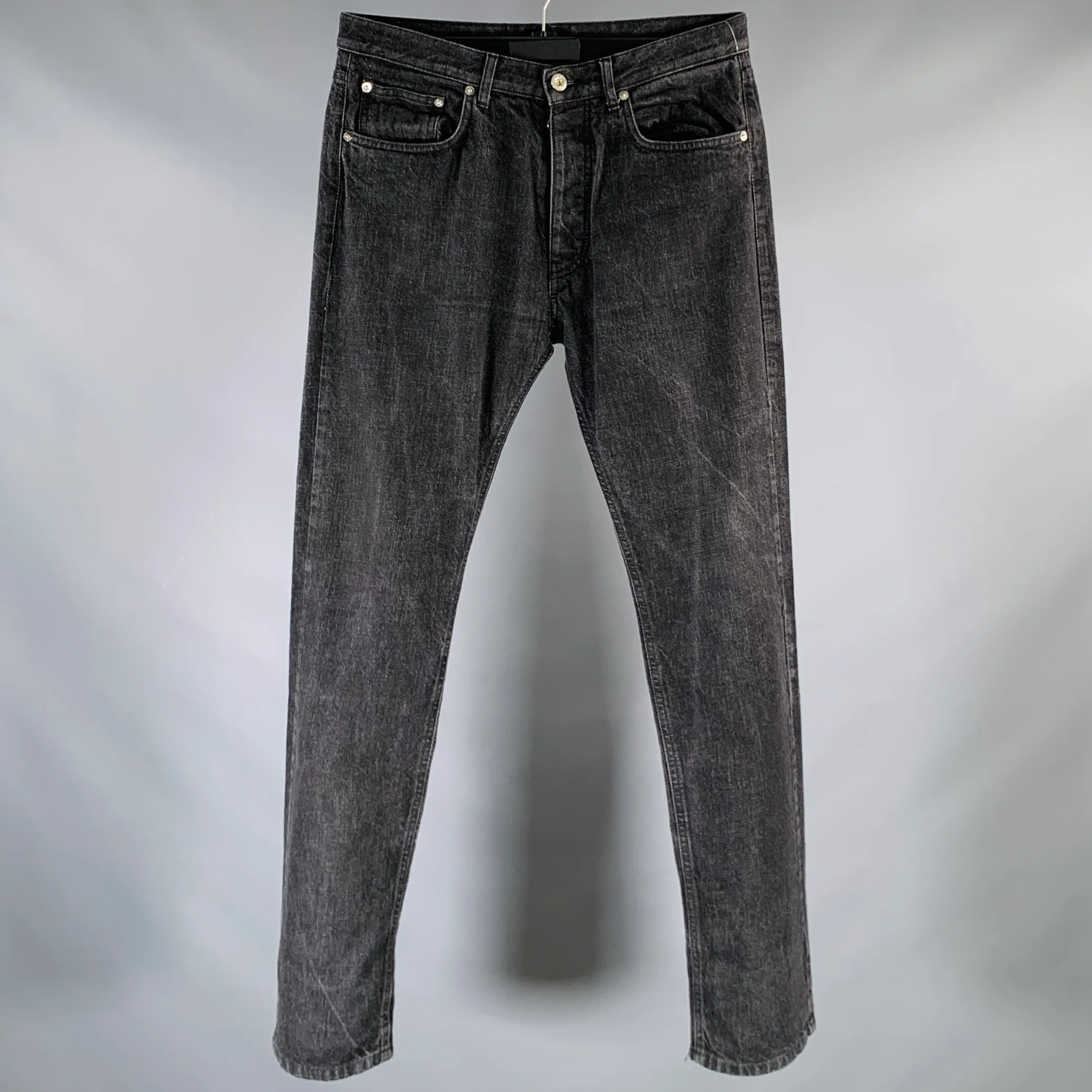 VALENTINO Size 32 Grey Charcoal Cotton Straight Five Pockets Jeans
