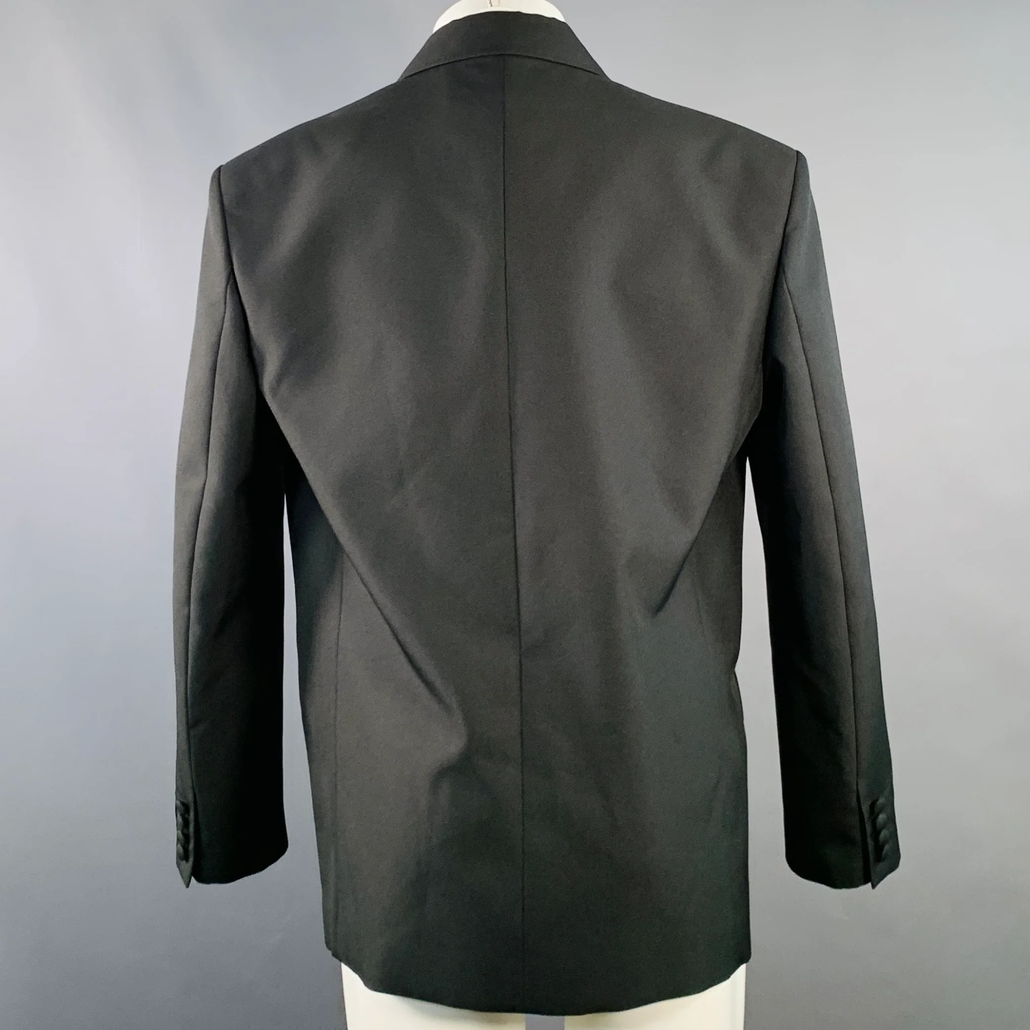 VALENTINO Size 38 Black Polyester Double Breasted Peak Lapel Sport Coat - Image 4