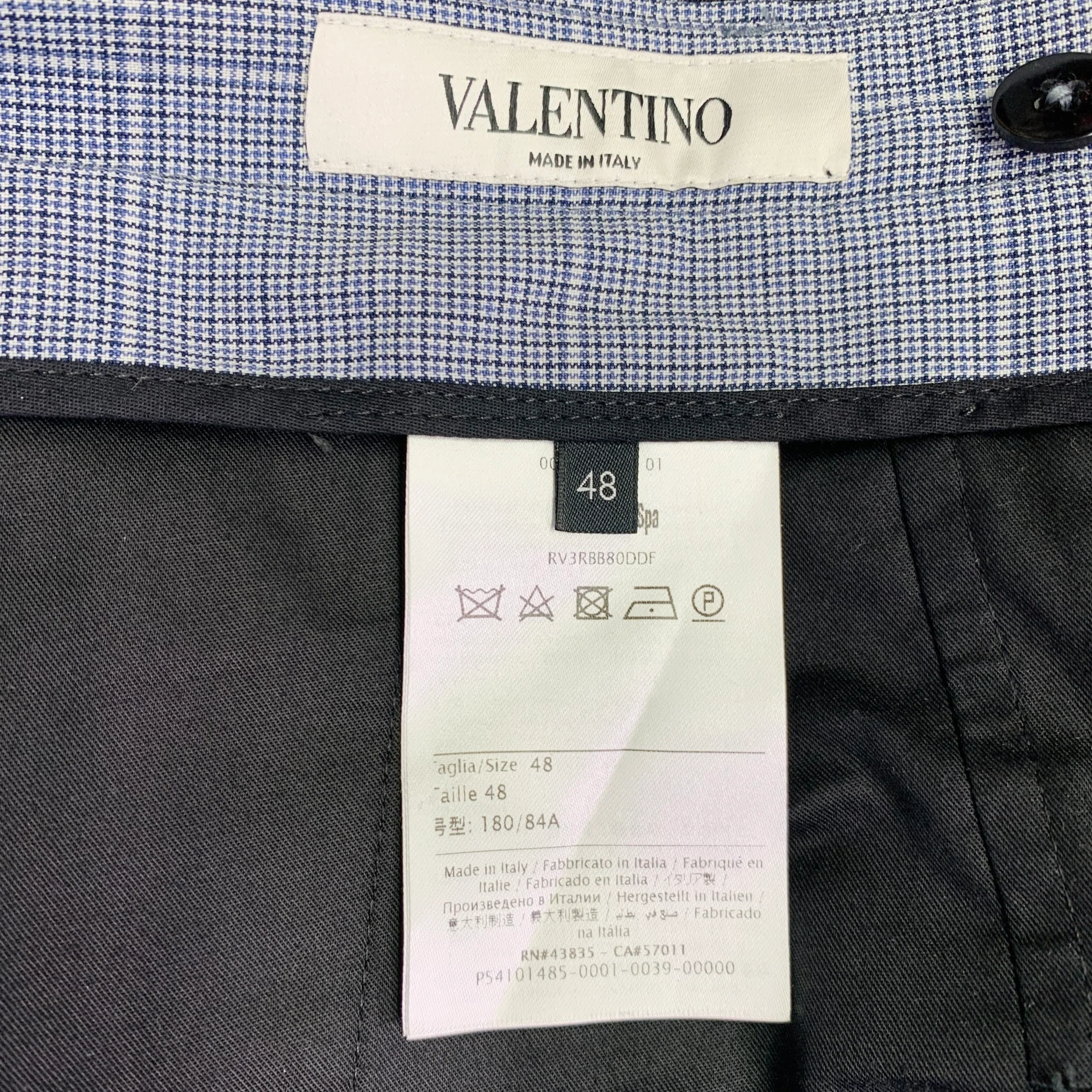VALENTINO Size 38 Blue Grey Plaid Wool Notch Lapel Suit - Image 18