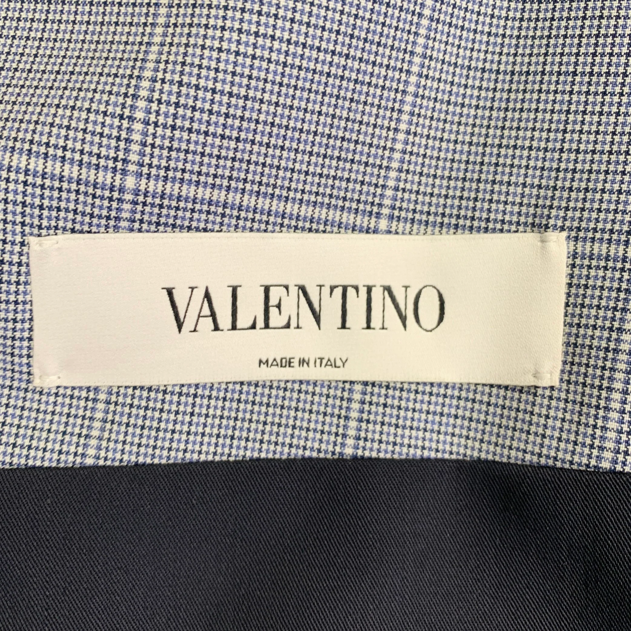 VALENTINO Size 38 Blue Grey Plaid Wool Notch Lapel Suit - Image 8