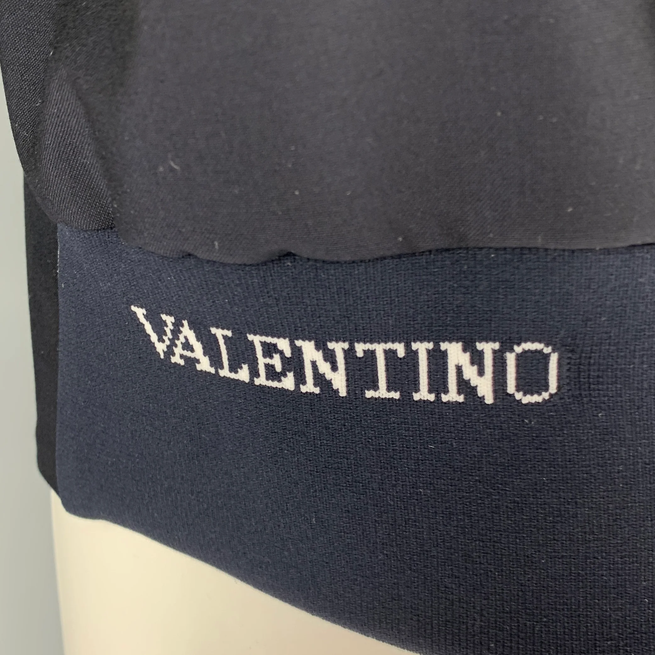 VALENTINO Size 40 Navy Grey Stripe Wool Blend Zip Up Jacket - Image 4