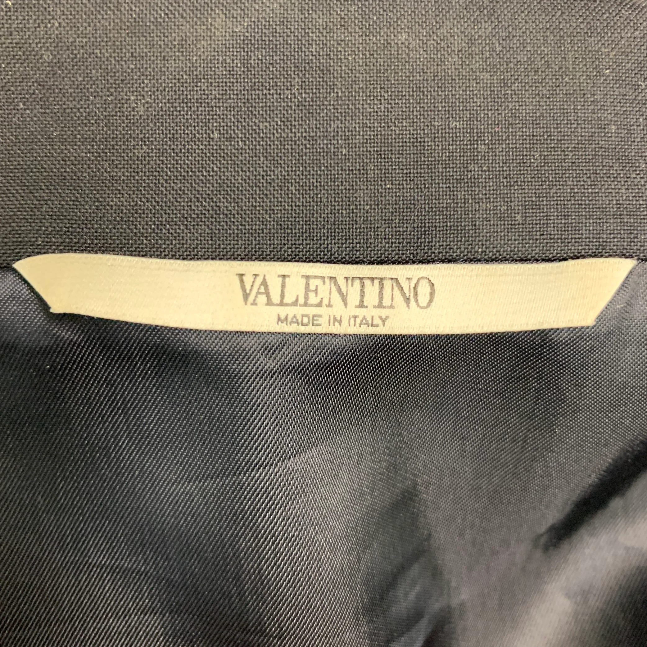 VALENTINO Size 40 Navy Grey Stripe Wool Blend Zip Up Jacket - Image 7