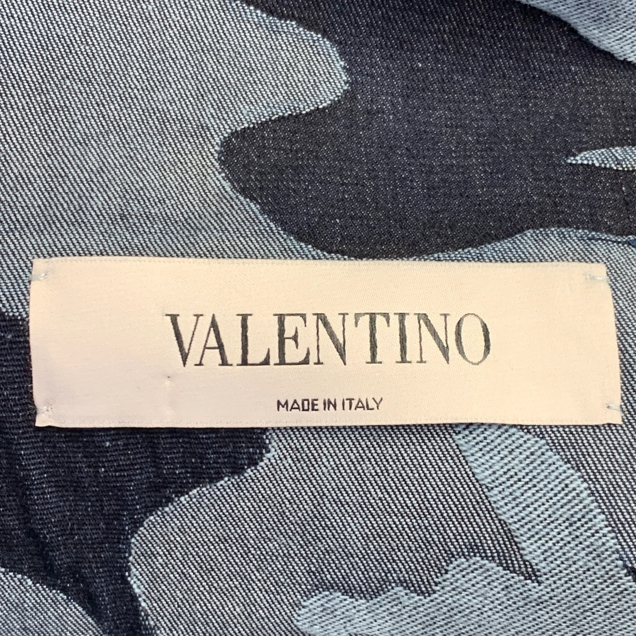 VALENTINO Size 42 Indigo Camo Cotton Oversized Long Sleeve Shirt - Image 12