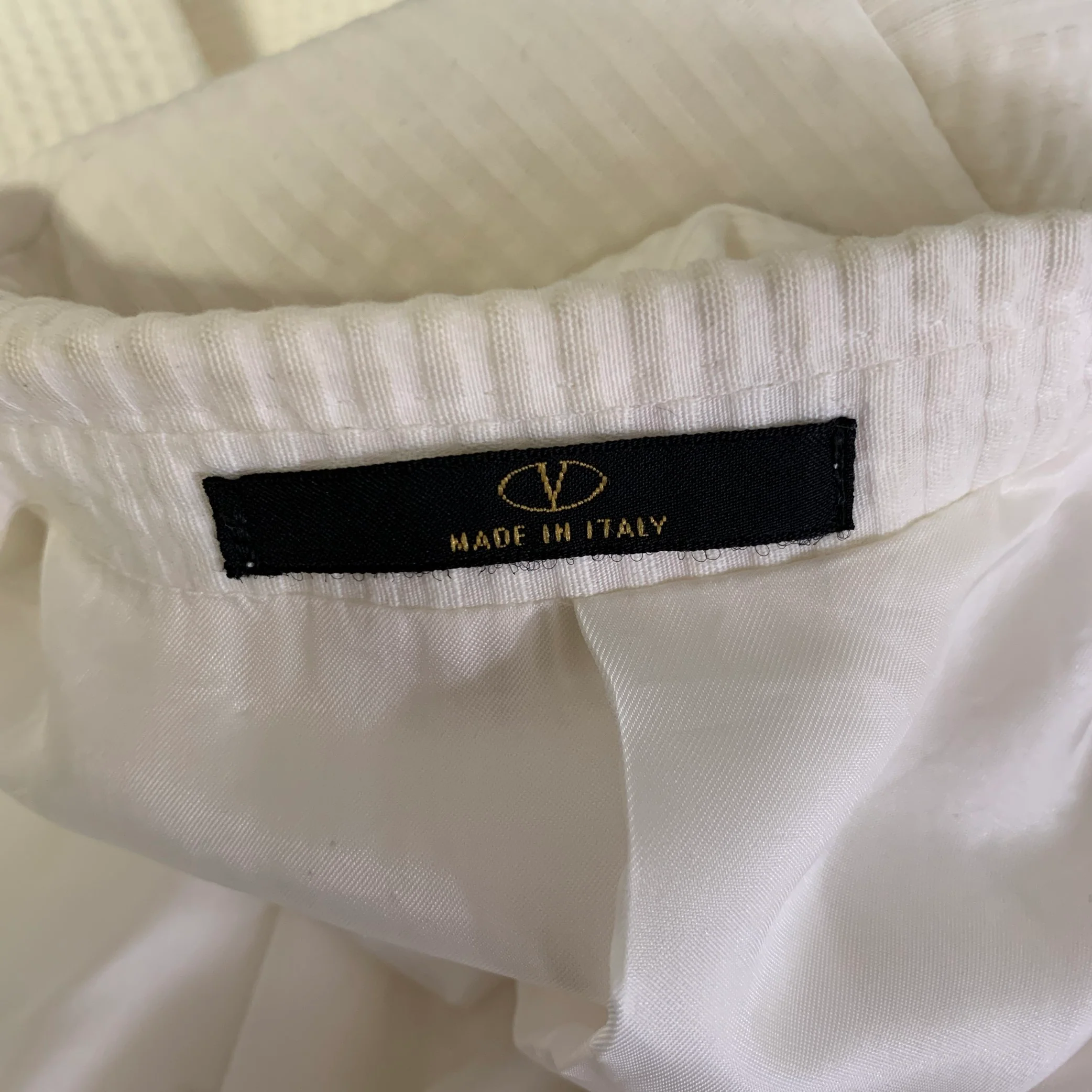 VALENTINO Size 44 Cream Seersucker Cotton Blend Notch Lapel Sport Coat - Image 6