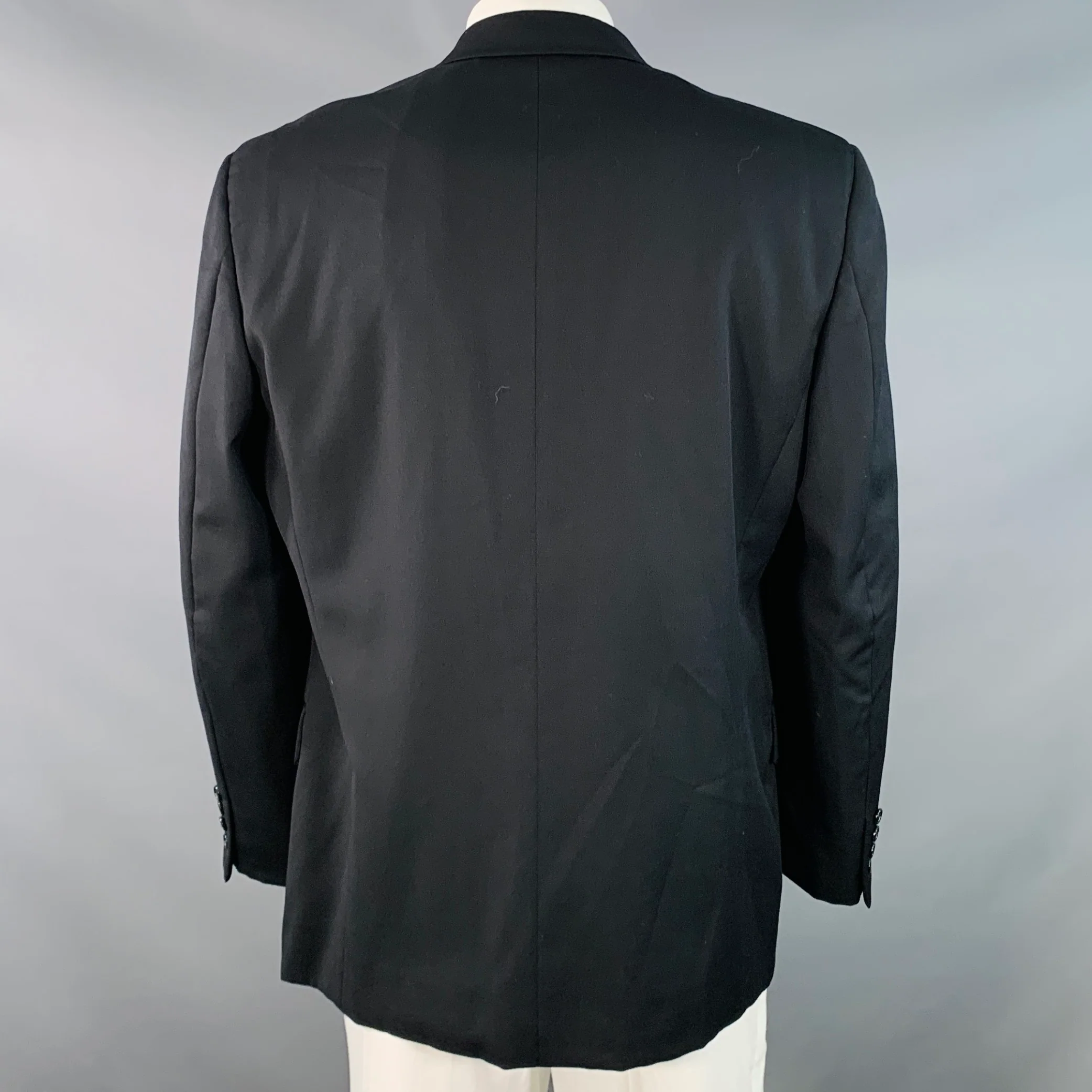 VALENTINO Size 46 Regular Black Twill Virgin Wool Notch Lapel Sport Coat - Image 3