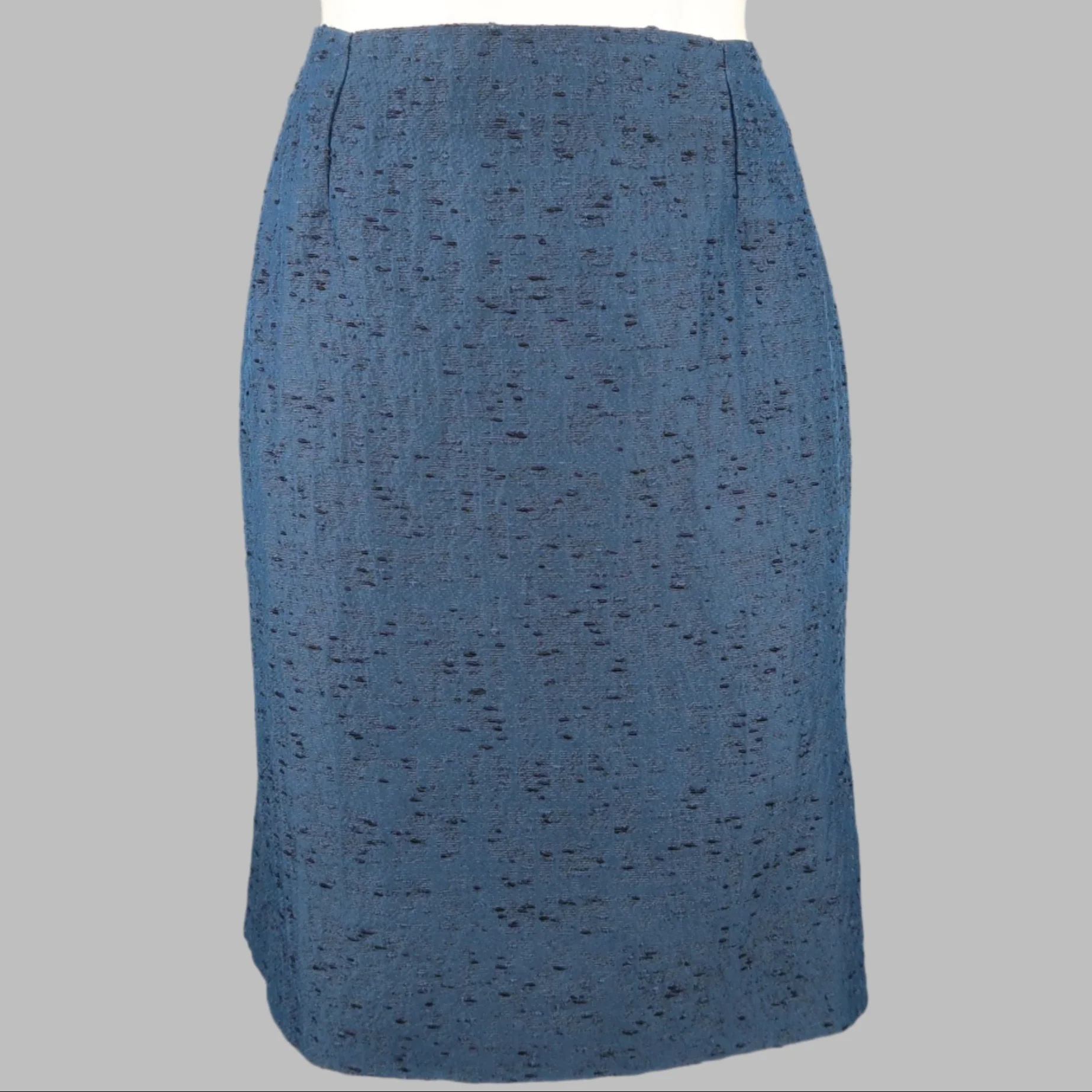 VALENTINO Size 6 Blue Viscose Blend Textured Pencil Skirt