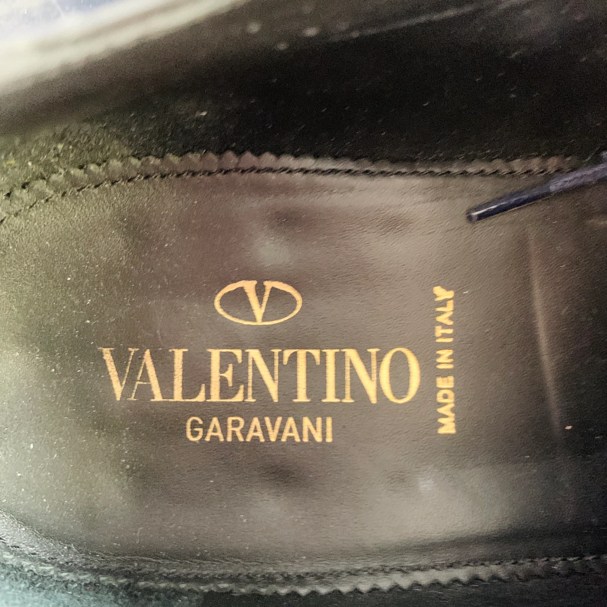 VALENTINO Size 7.5 Navy Embossed Stars Leather Oxford Lace-Up Shoes - Image 7