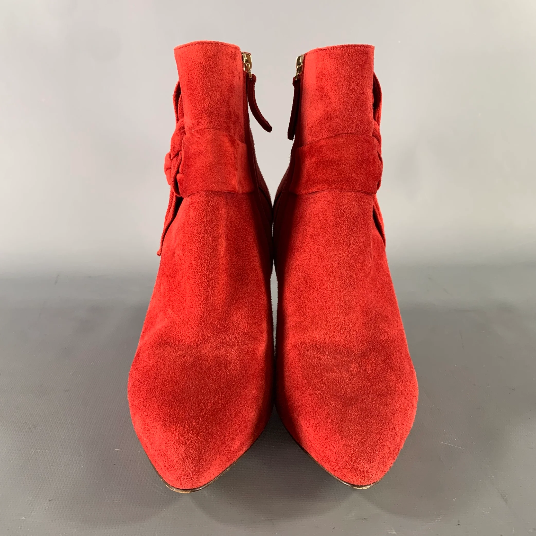 VALENTINO Size 9.5 Red Suede Suede Boots - Image 4