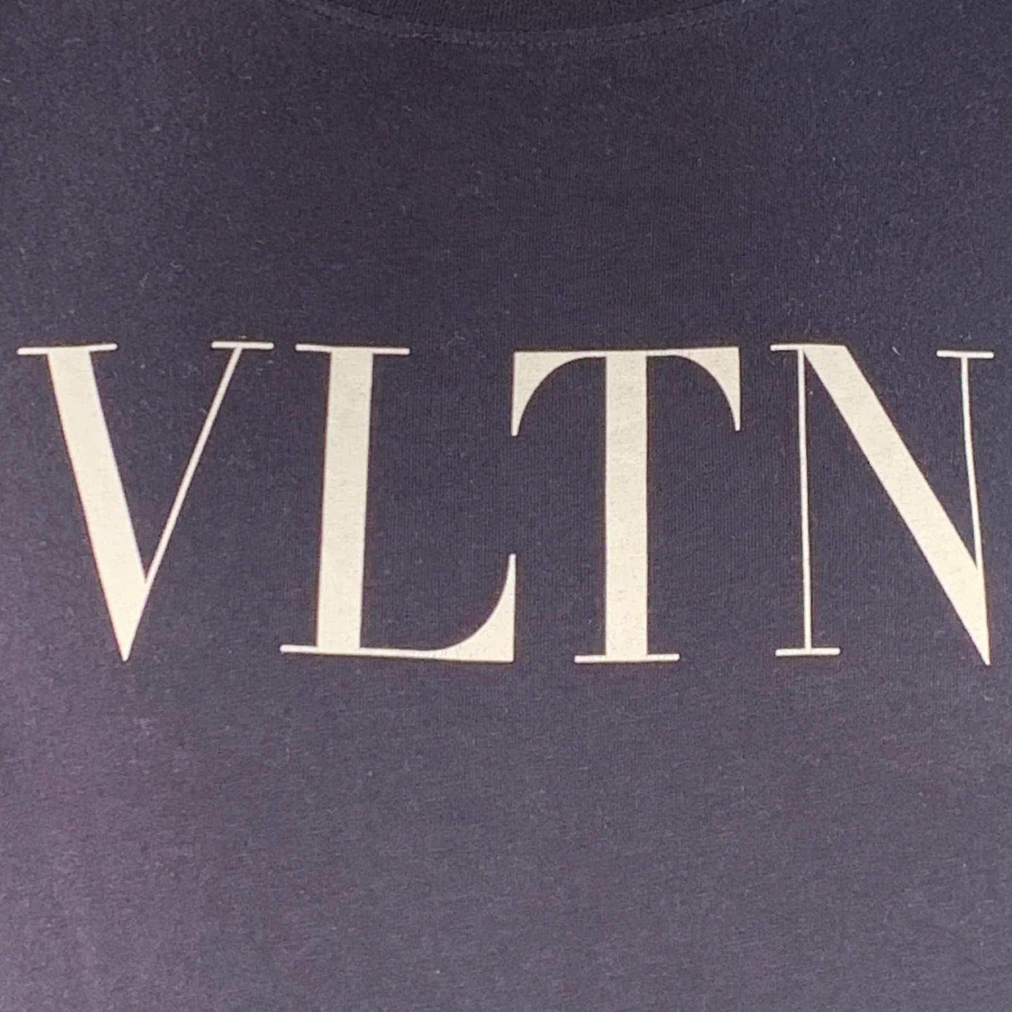 VALENTINO Size L Navy White Logo Cotton Short Sleeve Crew Neck T-shirt - Image 2