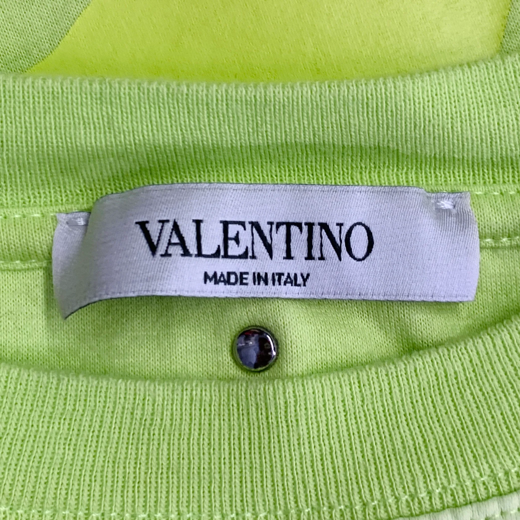 VALENTINO Size M Neon Green Yellow Camouflage Cotton Crew Neck T-shirt - Image 11