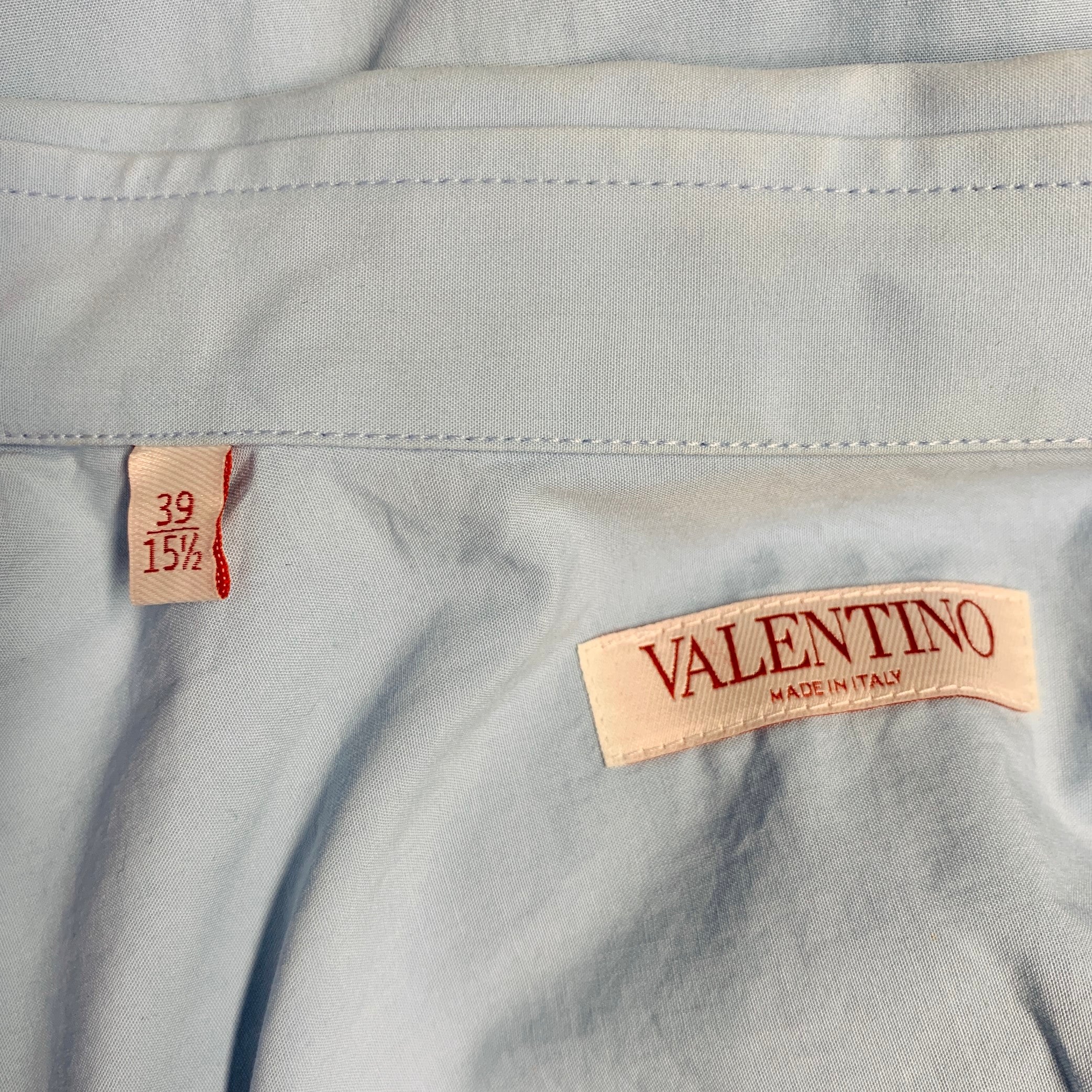 VALENTINO Size S Blue Beaded Embroidery Cotton Tuxedo Long Sleeve Shirt - Image 11