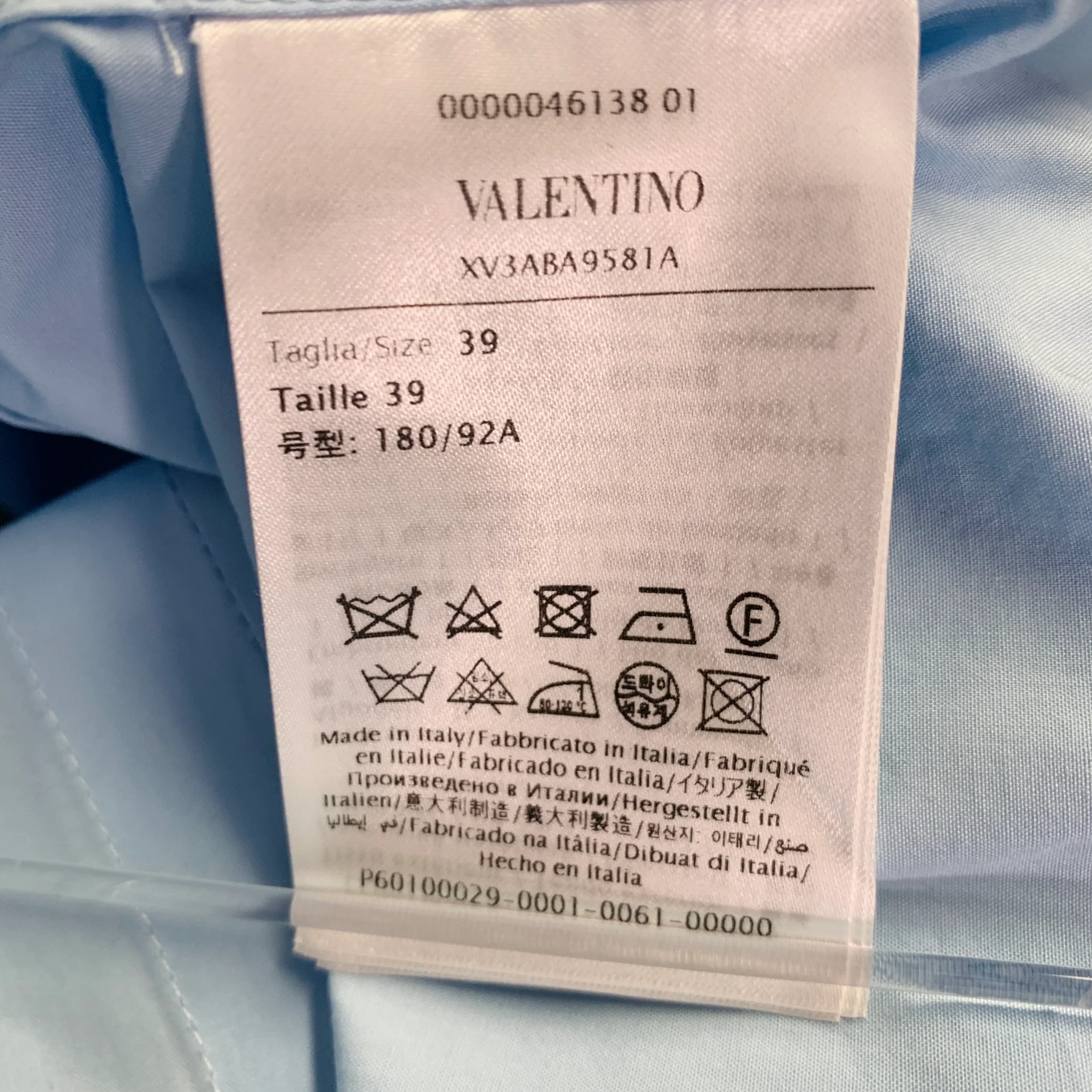 VALENTINO Size S Blue Beaded Embroidery Cotton Tuxedo Long Sleeve Shirt - Image 12